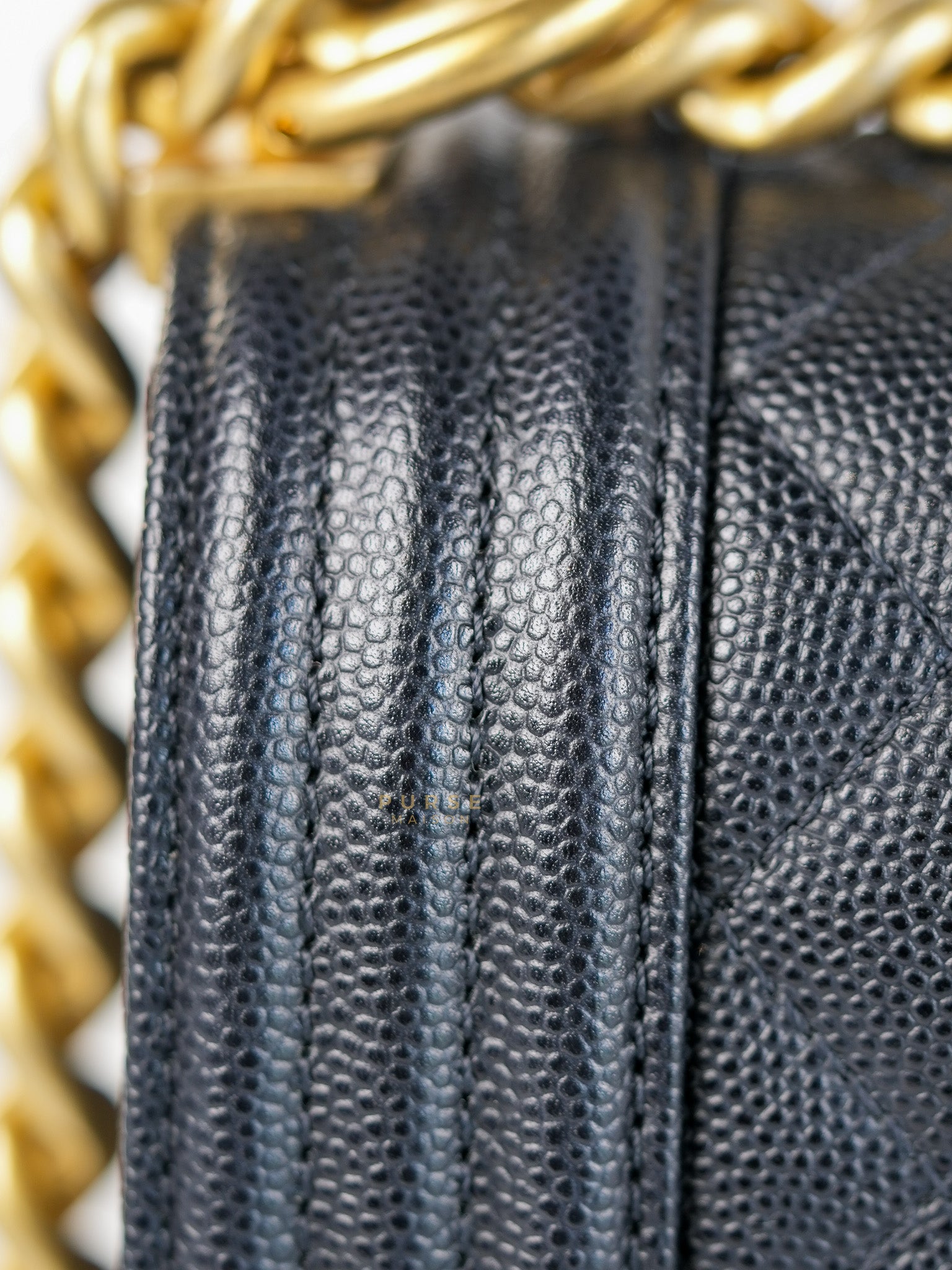 Boy Old Medium Caviar Leather in Aged Gold Hardware in Series 30 | Purse Maison Luxury Bags Shop