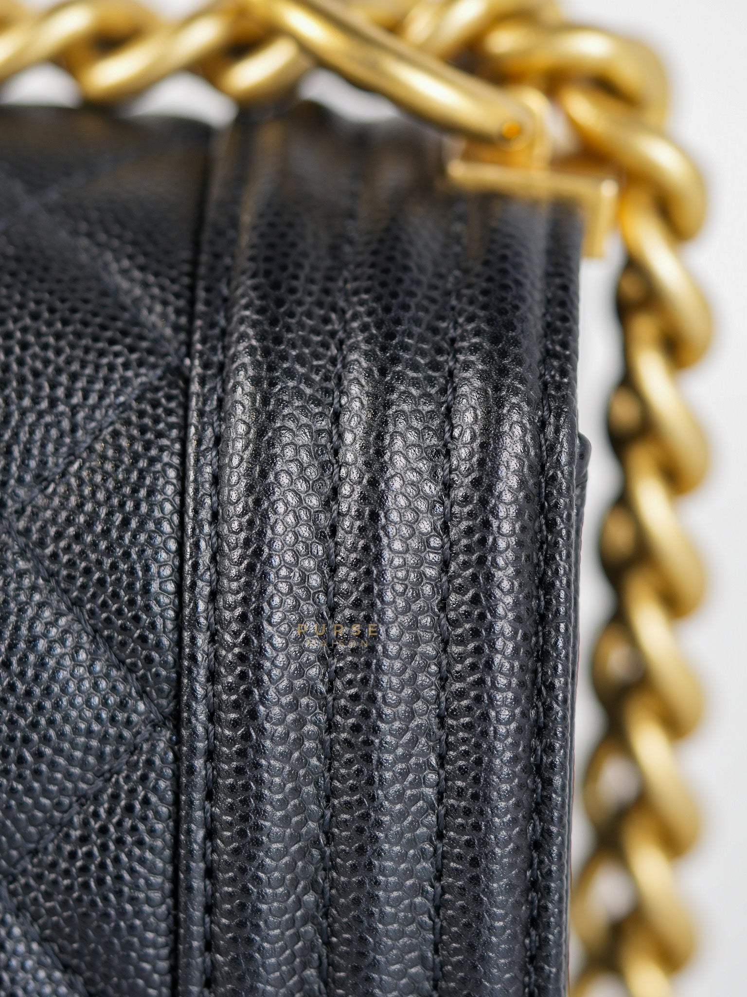 Boy Old Medium Caviar Leather in Aged Gold Hardware in Series 30 | Purse Maison Luxury Bags Shop