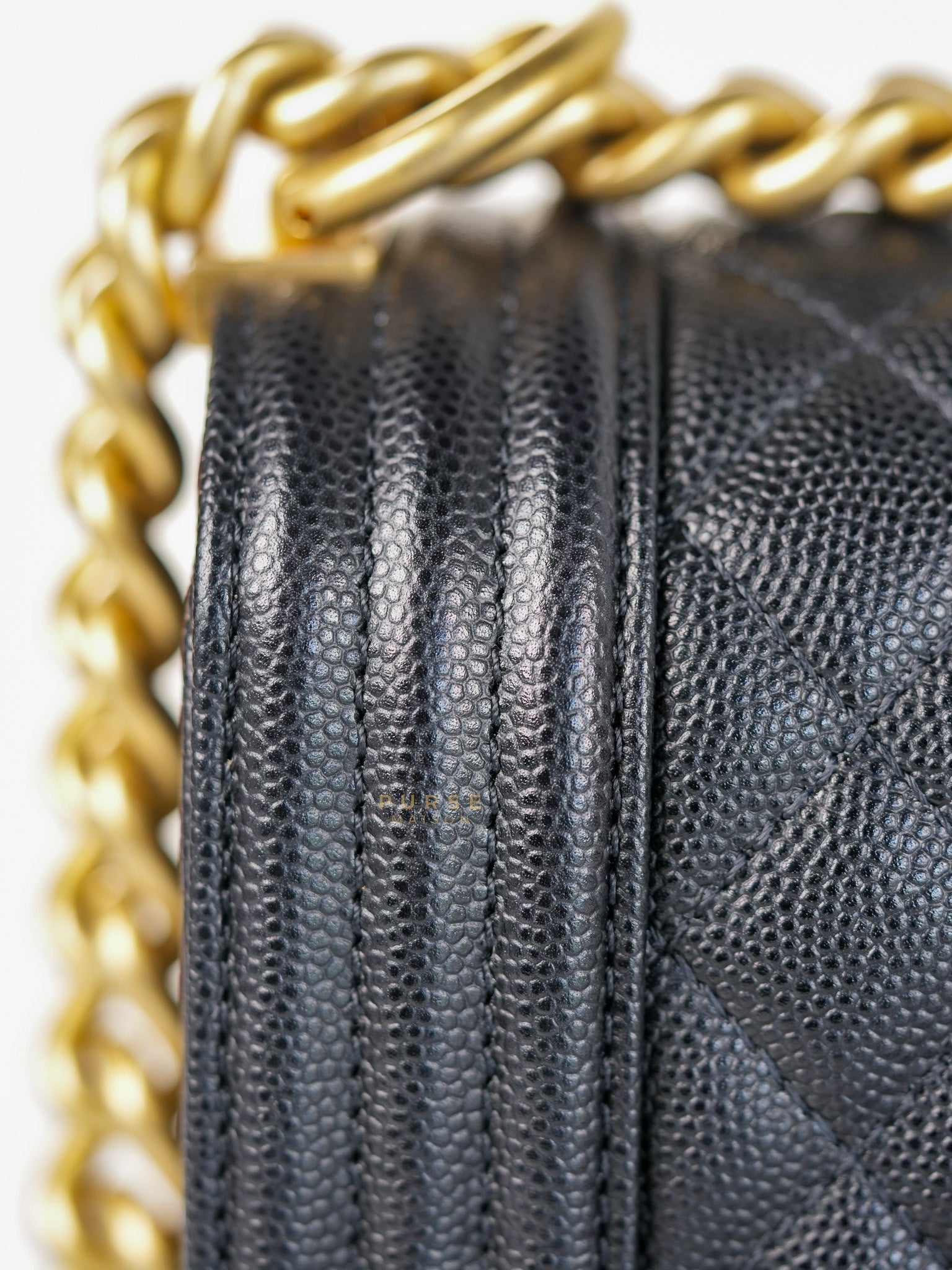 Boy Old Medium Caviar Leather in Aged Gold Hardware in Series 30 | Purse Maison Luxury Bags Shop