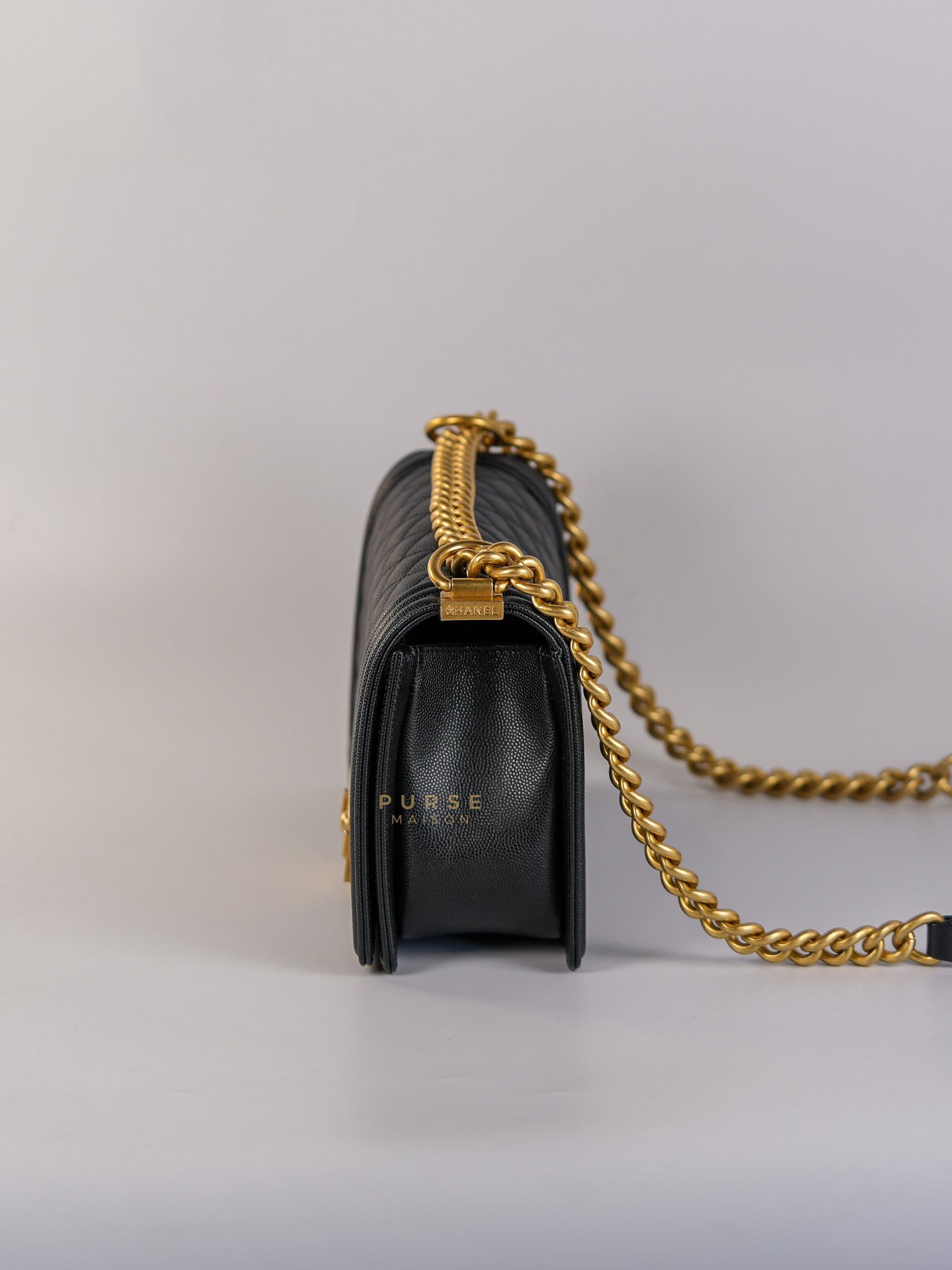 Boy Old Medium Caviar Leather in Aged Gold Hardware in Series 30 | Purse Maison Luxury Bags Shop