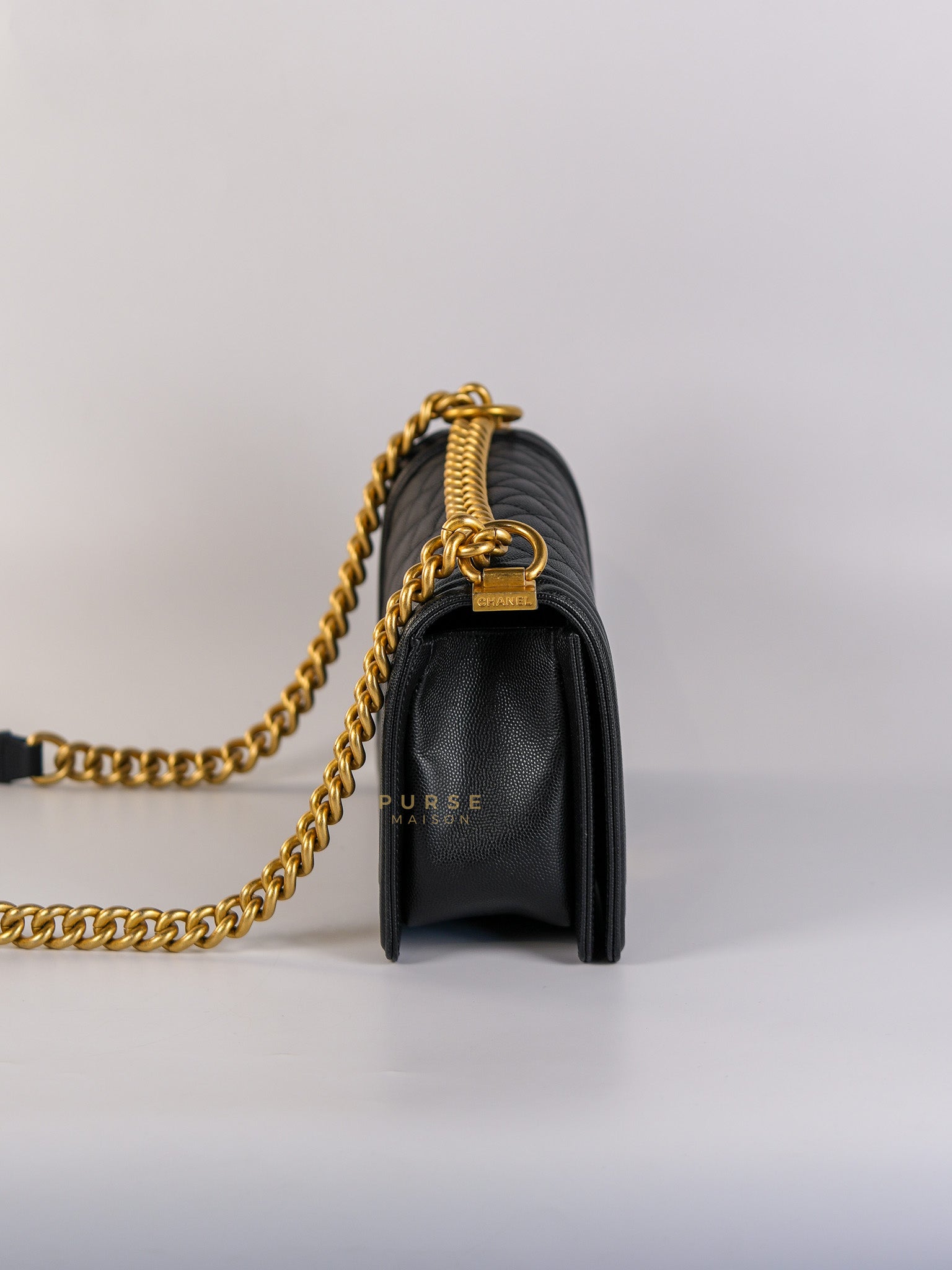 Boy Old Medium Caviar Leather in Aged Gold Hardware in Series 30 | Purse Maison Luxury Bags Shop
