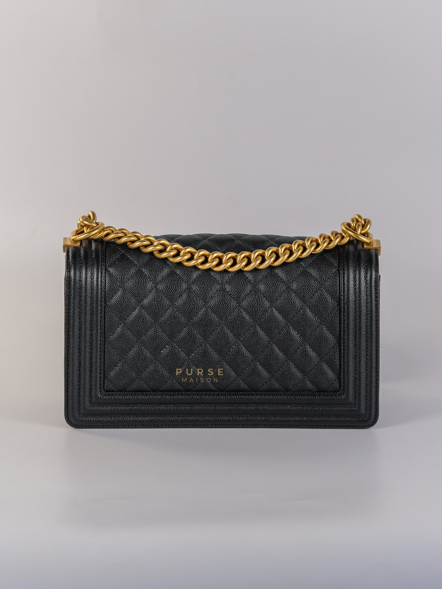 Boy Old Medium Caviar Leather in Aged Gold Hardware in Series 30 | Purse Maison Luxury Bags Shop