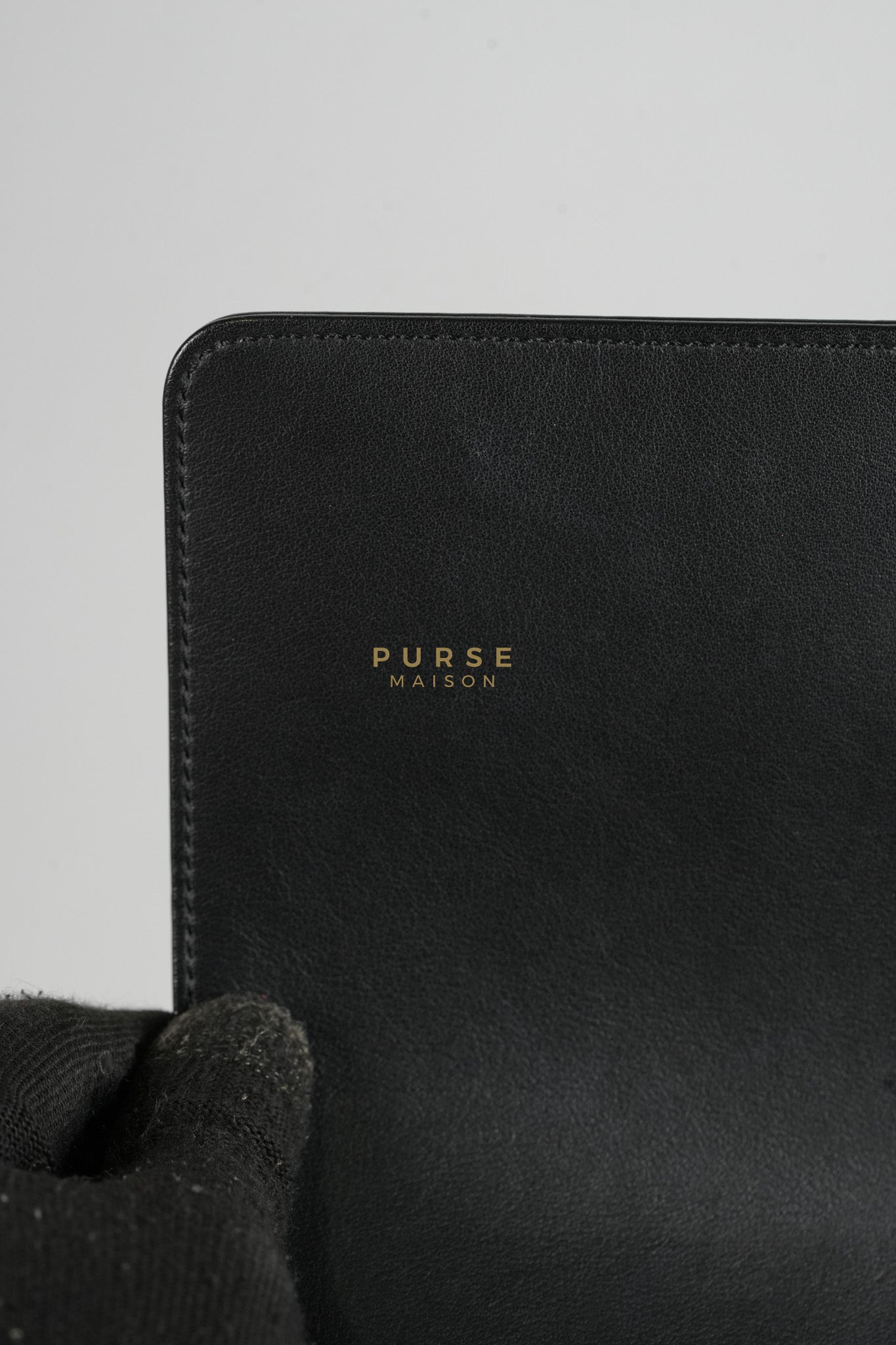 Boy Old Medium Black in Chevron Calfskin Leather and Light Gold Hardware Series 23 | Purse Maison Luxury Bags Shop