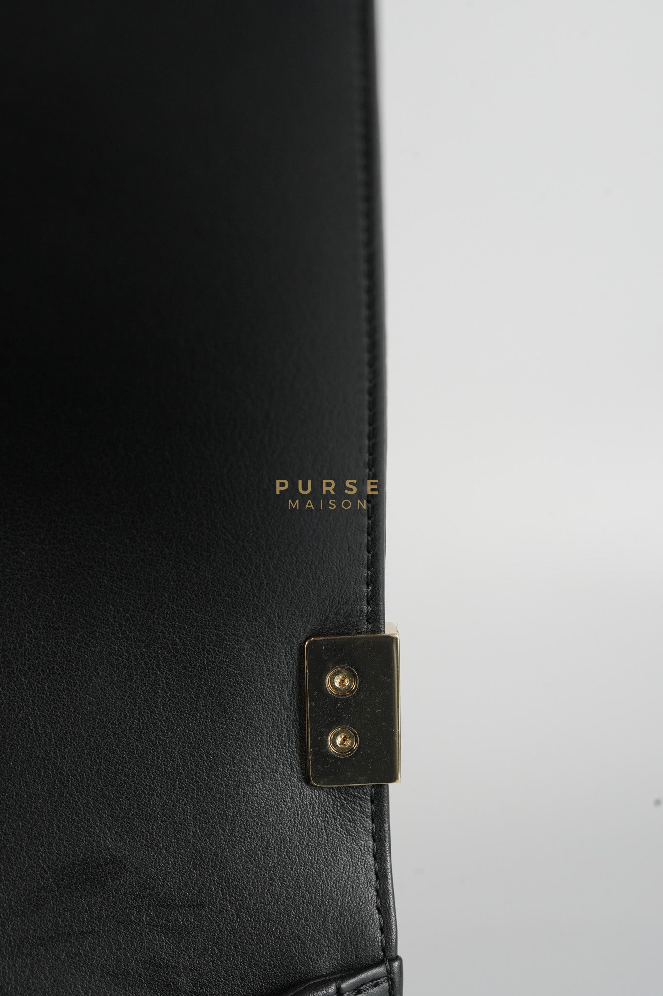 Boy Old Medium Black in Chevron Calfskin Leather and Light Gold Hardware Series 23 | Purse Maison Luxury Bags Shop