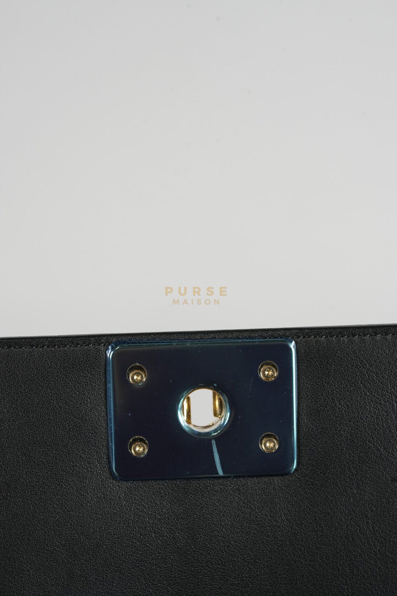 Boy Old Medium Black in Chevron Calfskin Leather and Light Gold Hardware Series 23 | Purse Maison Luxury Bags Shop