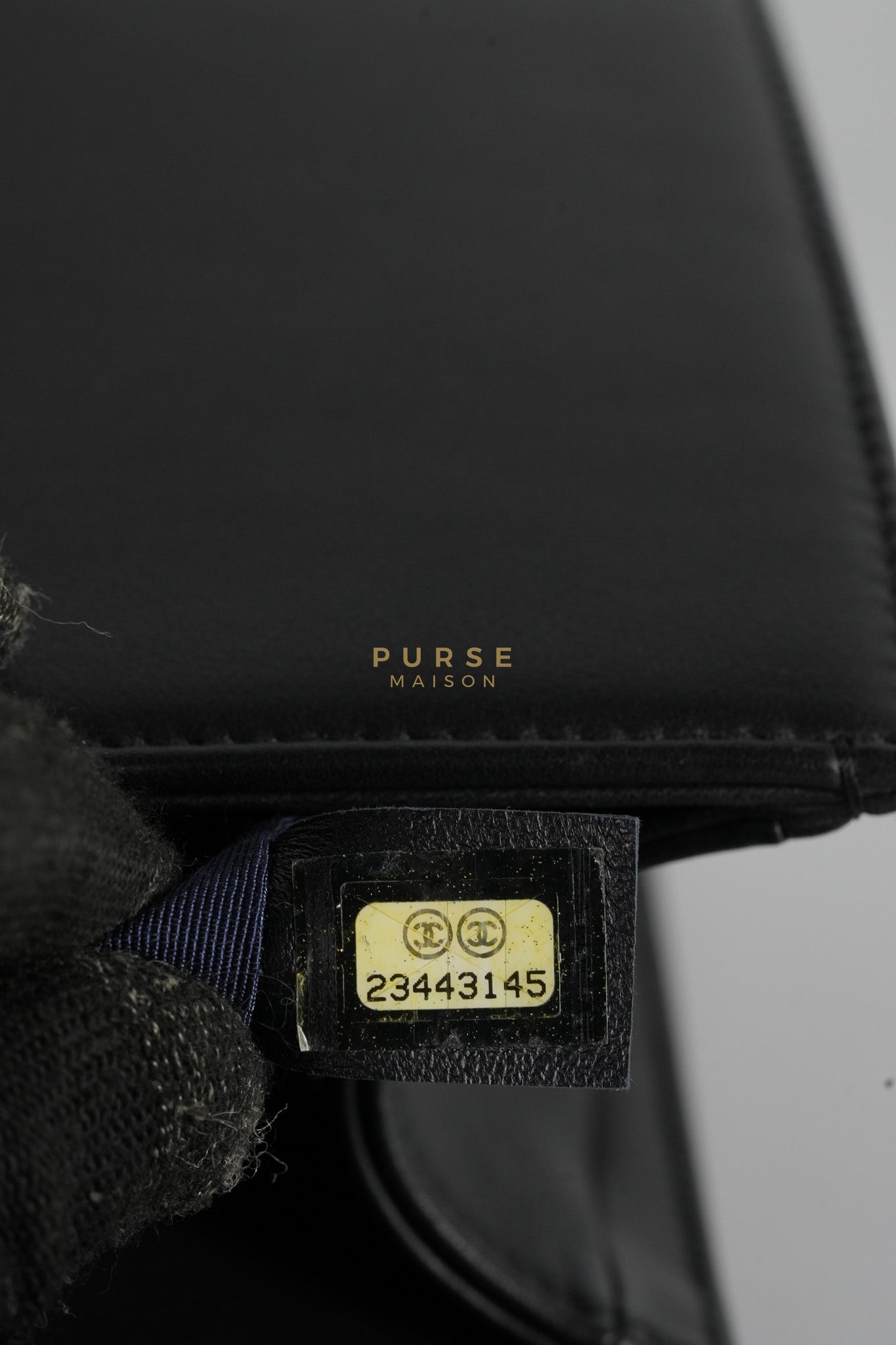 Boy Old Medium Black in Chevron Calfskin Leather and Light Gold Hardware Series 23 | Purse Maison Luxury Bags Shop