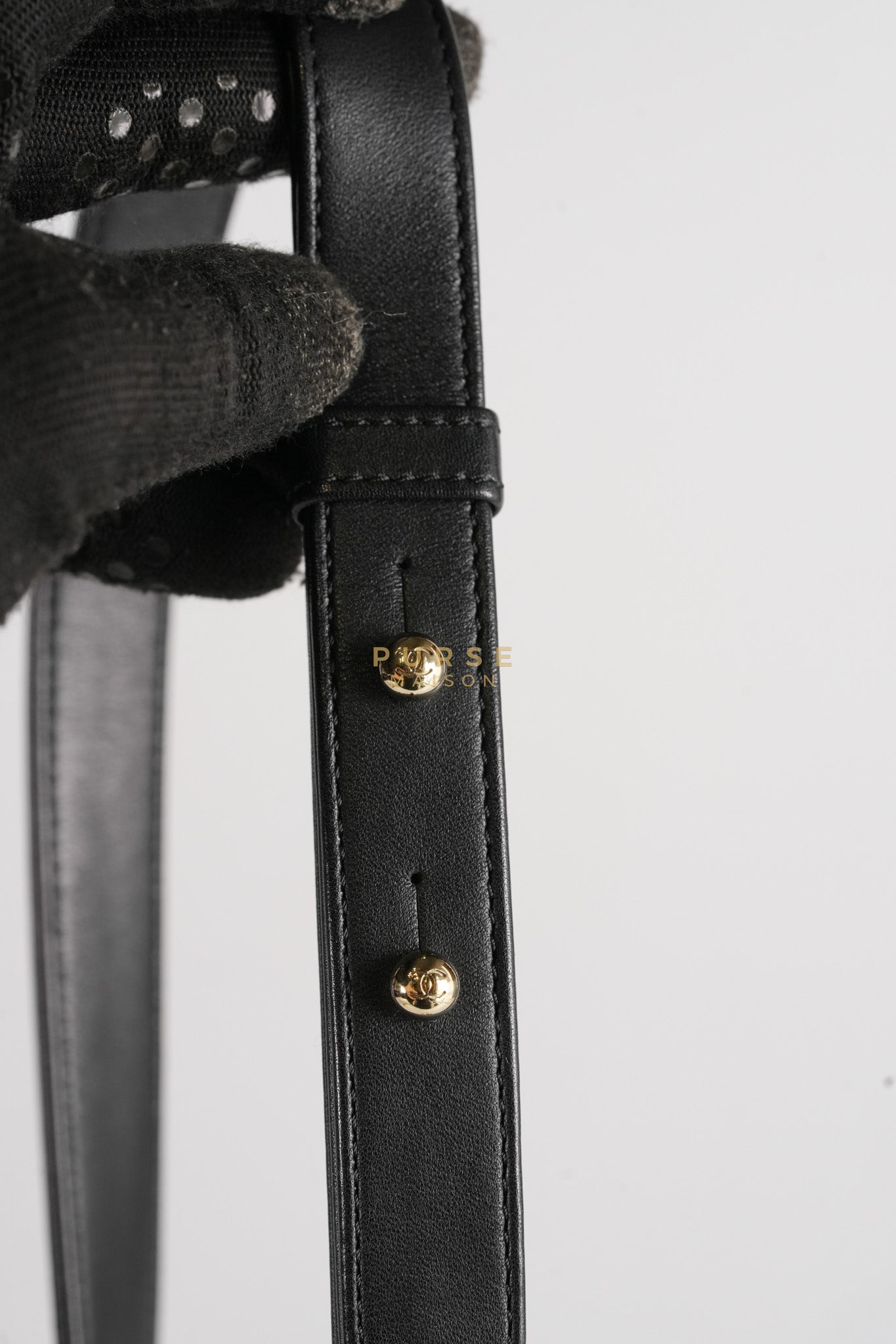 Boy Old Medium Black in Chevron Calfskin Leather and Light Gold Hardware Series 23 | Purse Maison Luxury Bags Shop