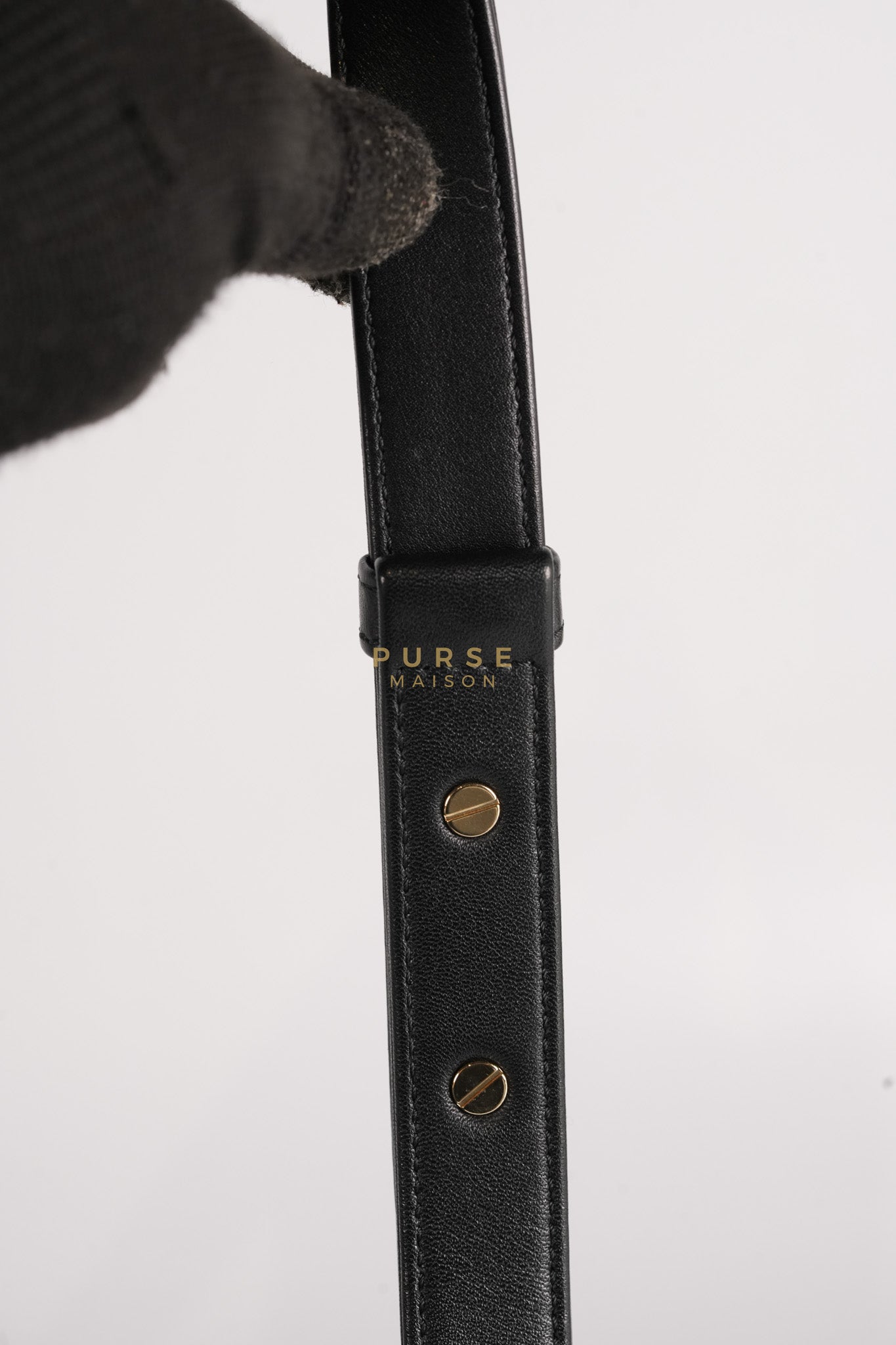 Boy Old Medium Black in Chevron Calfskin Leather and Light Gold Hardware Series 23 | Purse Maison Luxury Bags Shop