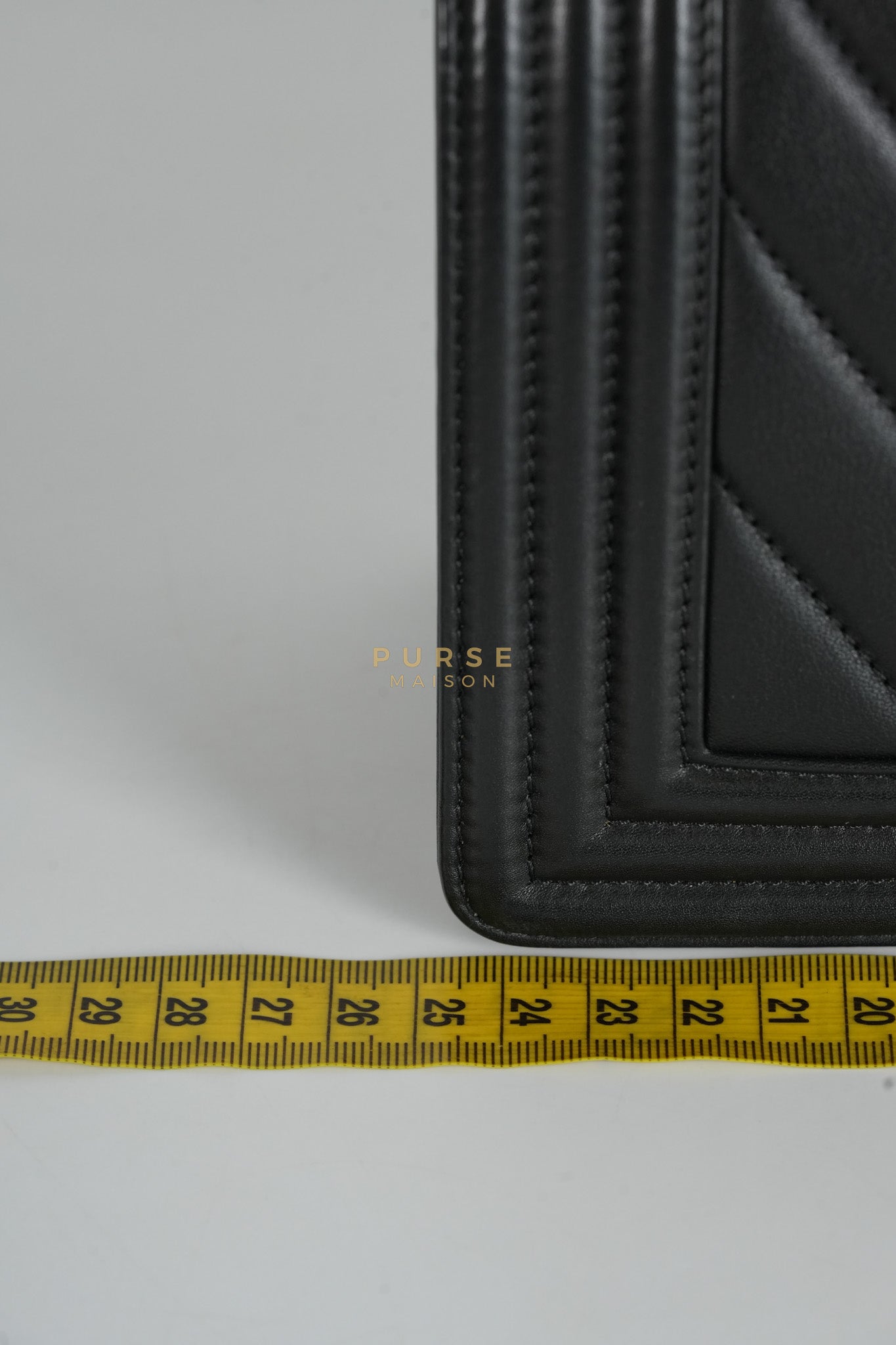 Boy Old Medium Black in Chevron Calfskin Leather and Light Gold Hardware Series 23 | Purse Maison Luxury Bags Shop