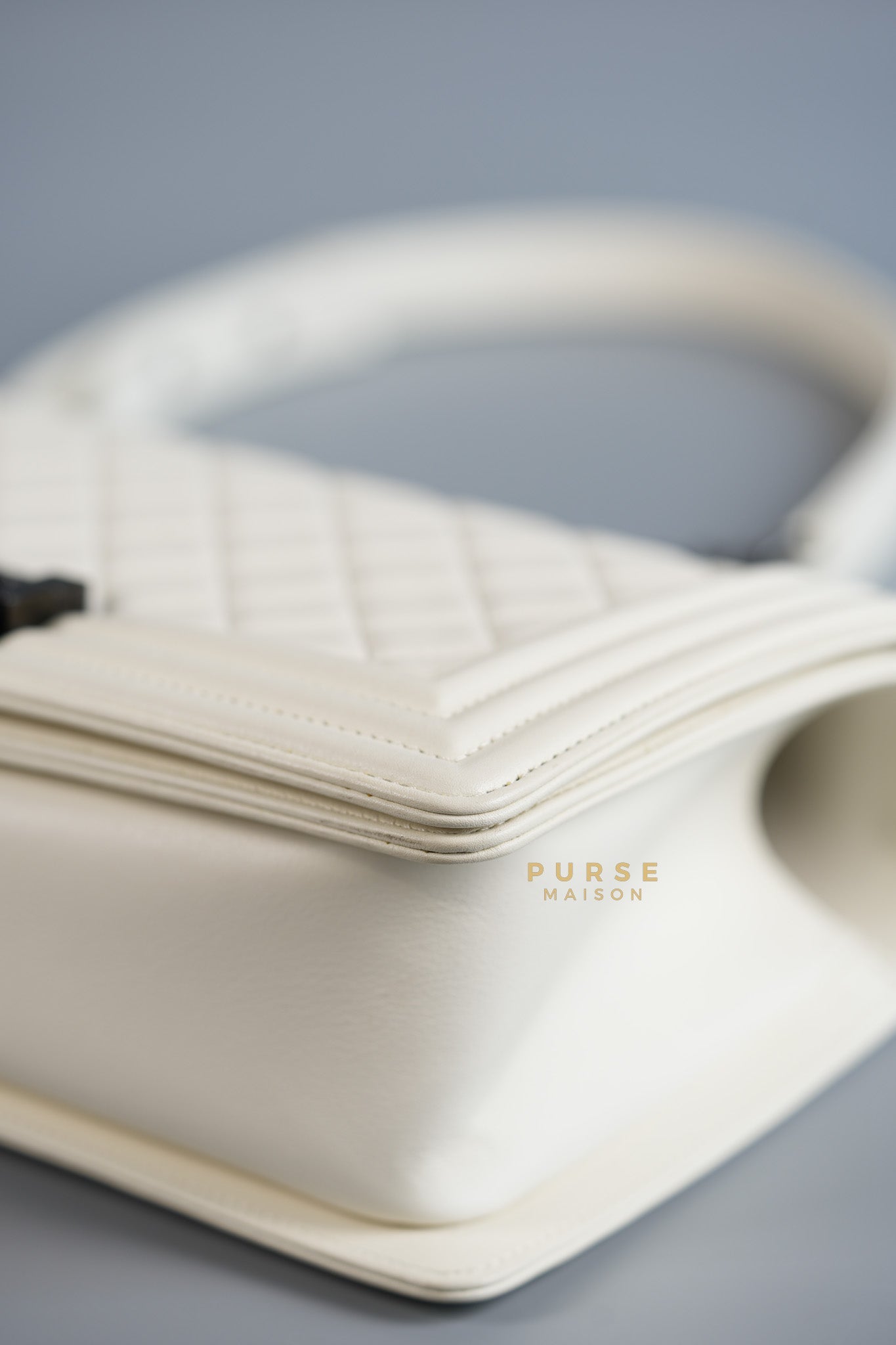 Boy Old Medium Calfskin White in So Black Hardware (Series 25) | Purse Maison Luxury Bags Shop