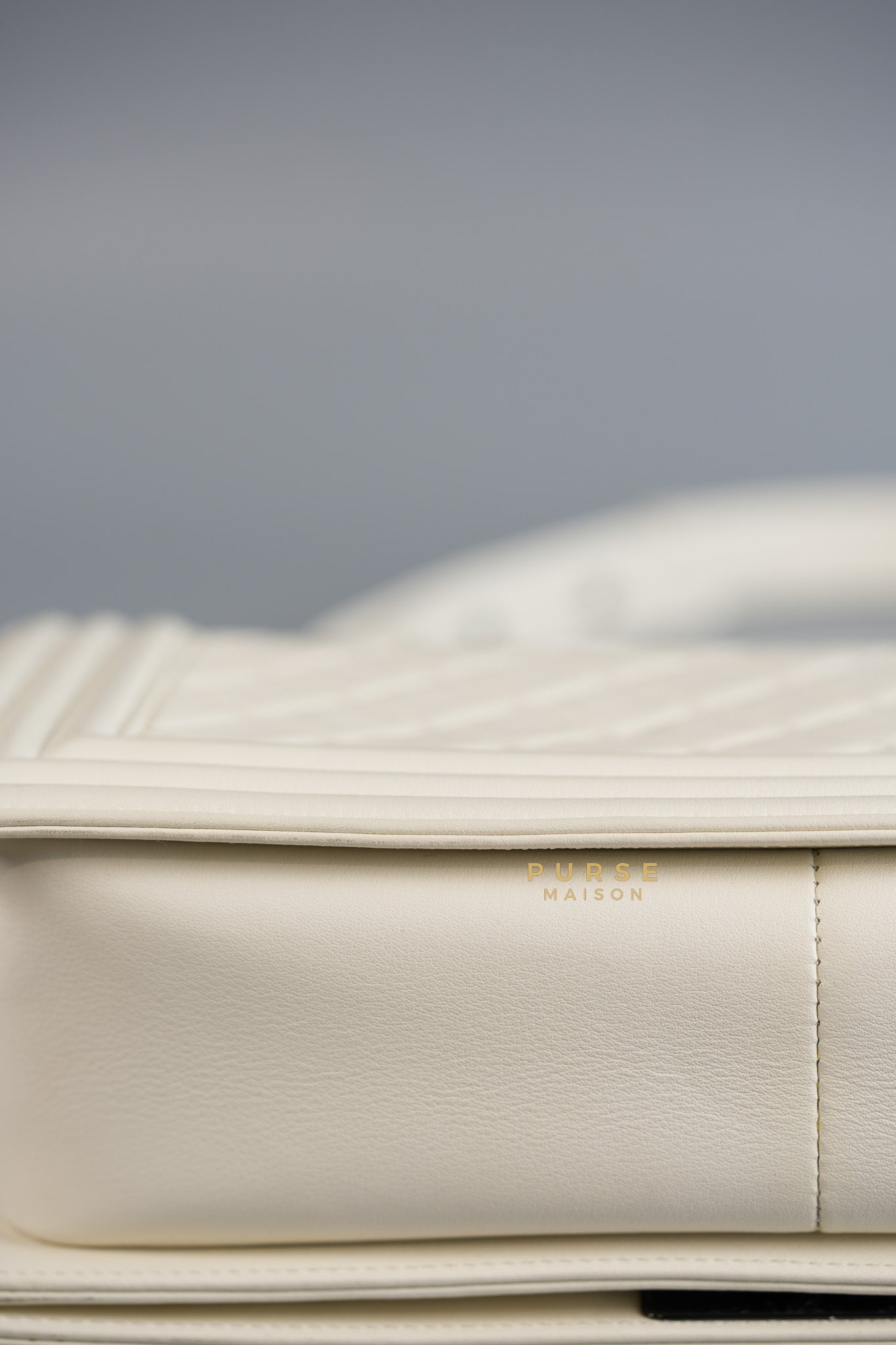 Boy Old Medium Calfskin White in So Black Hardware (Series 25) | Purse Maison Luxury Bags Shop