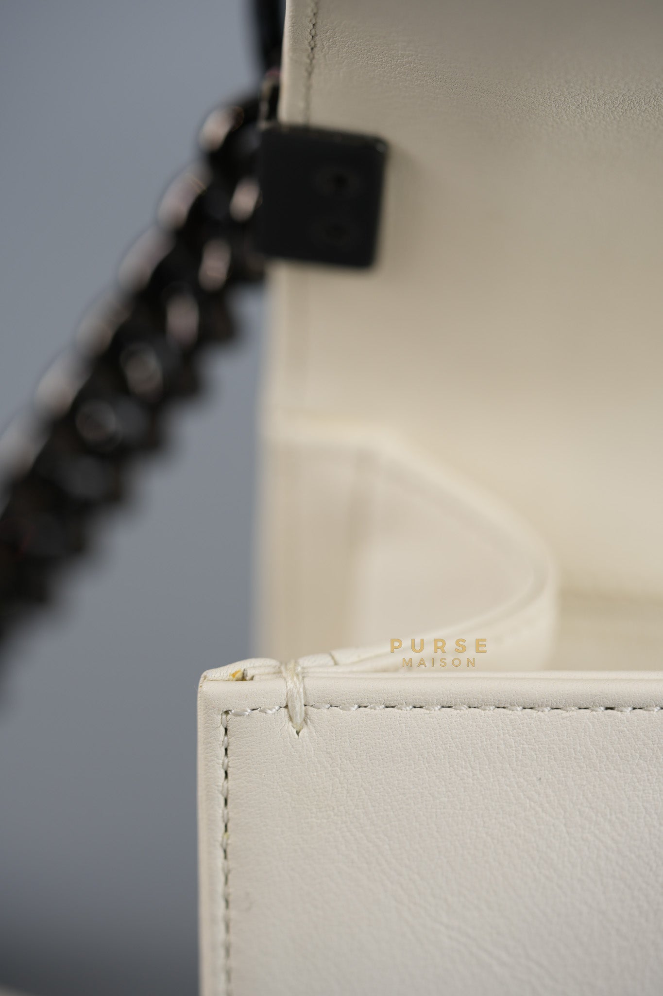 Boy Old Medium Calfskin White in So Black Hardware (Series 25) | Purse Maison Luxury Bags Shop