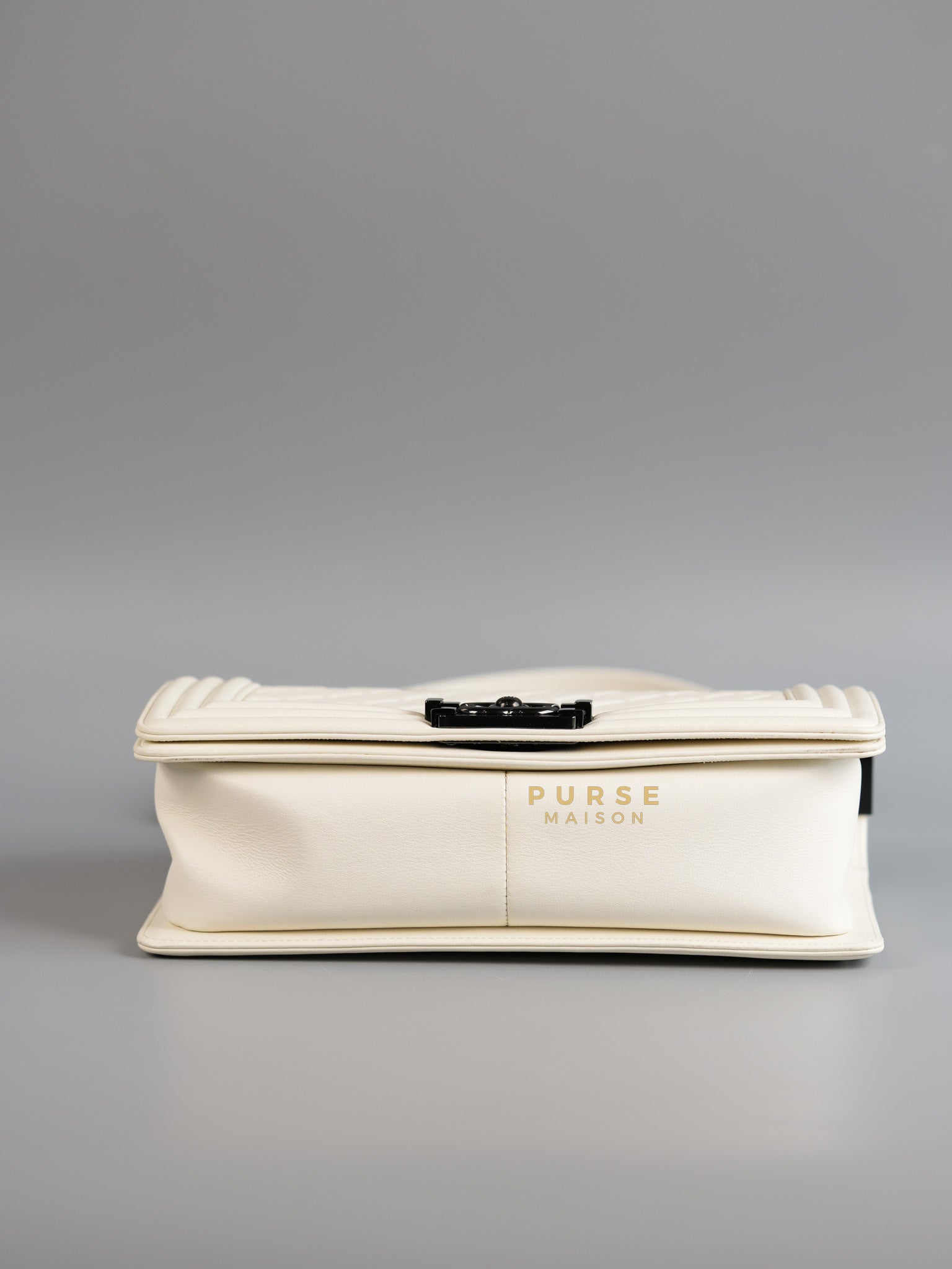 Boy Old Medium Calfskin White in So Black Hardware (Series 25) | Purse Maison Luxury Bags Shop