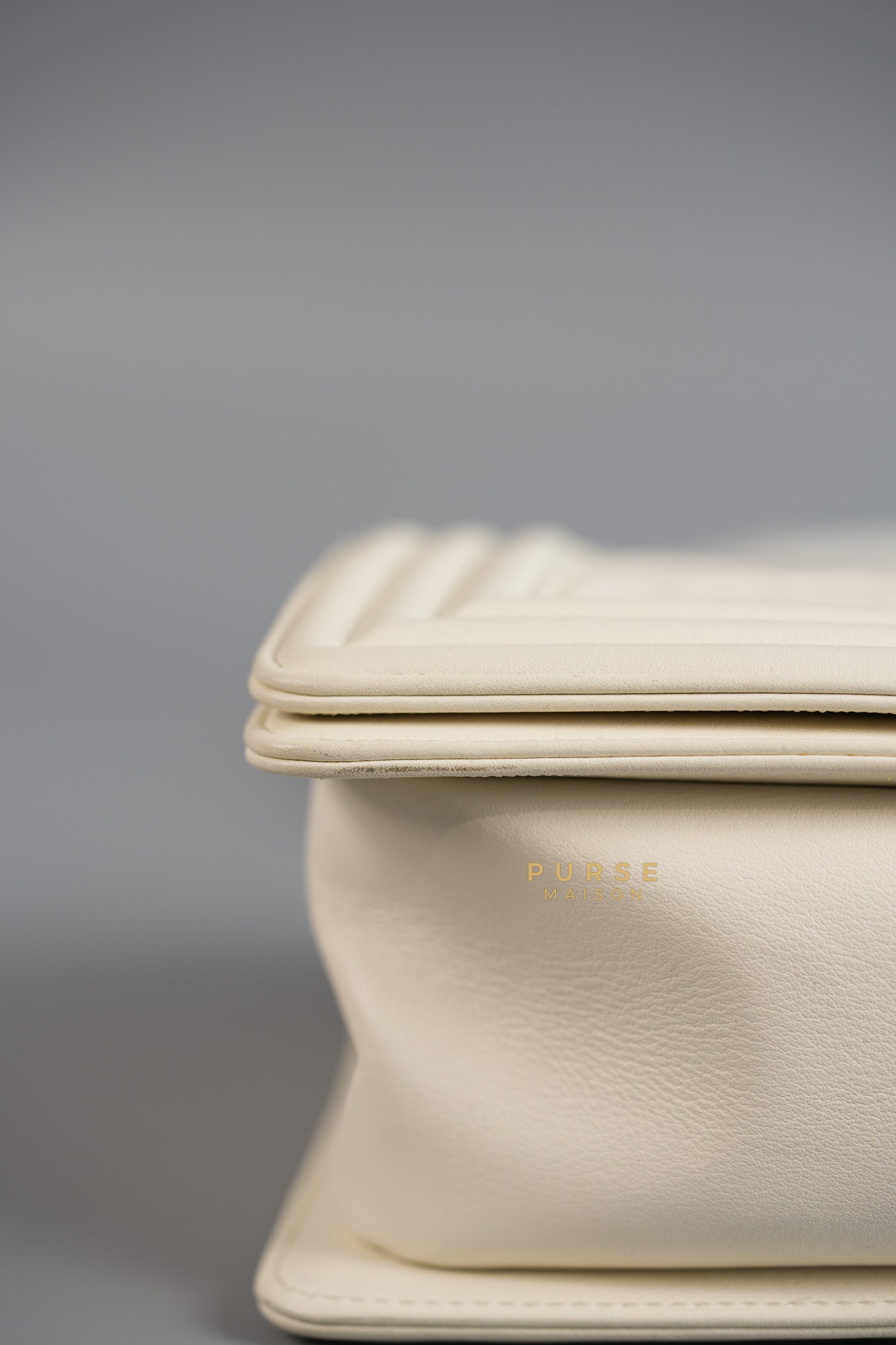 Boy Old Medium Calfskin White in So Black Hardware (Series 25) | Purse Maison Luxury Bags Shop