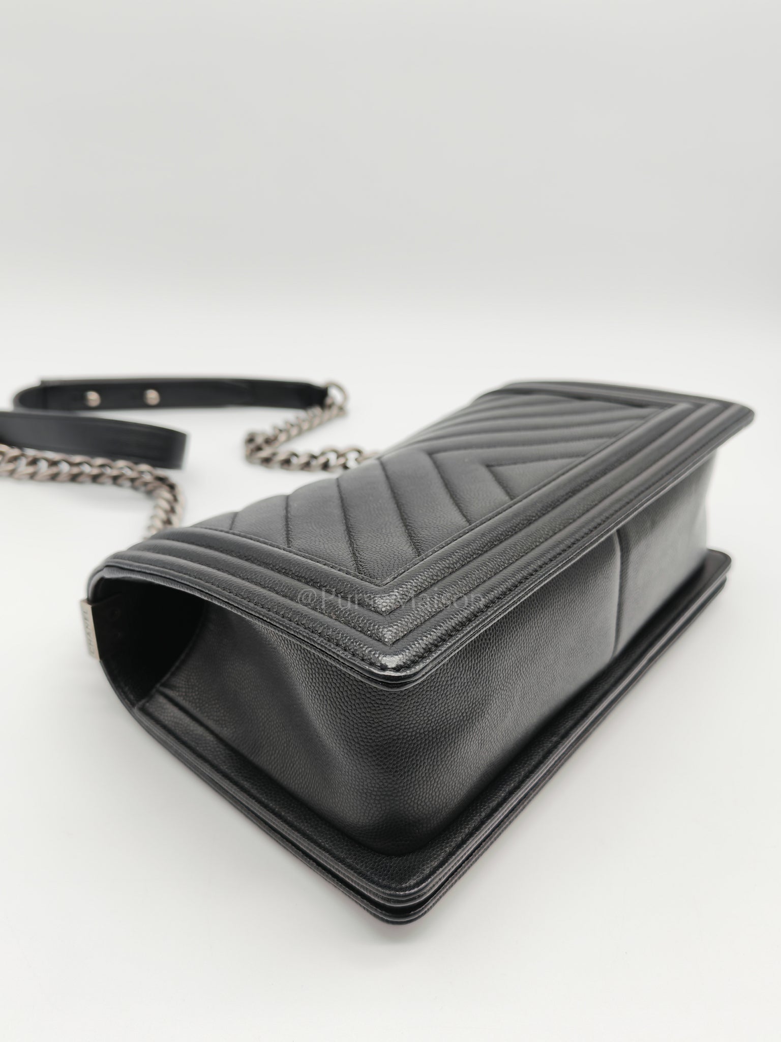Boy Old Medium Chevron in Black Caviar Leather and Ruthenium Hardware Series 24 | Purse Maison Luxury Bags Shop