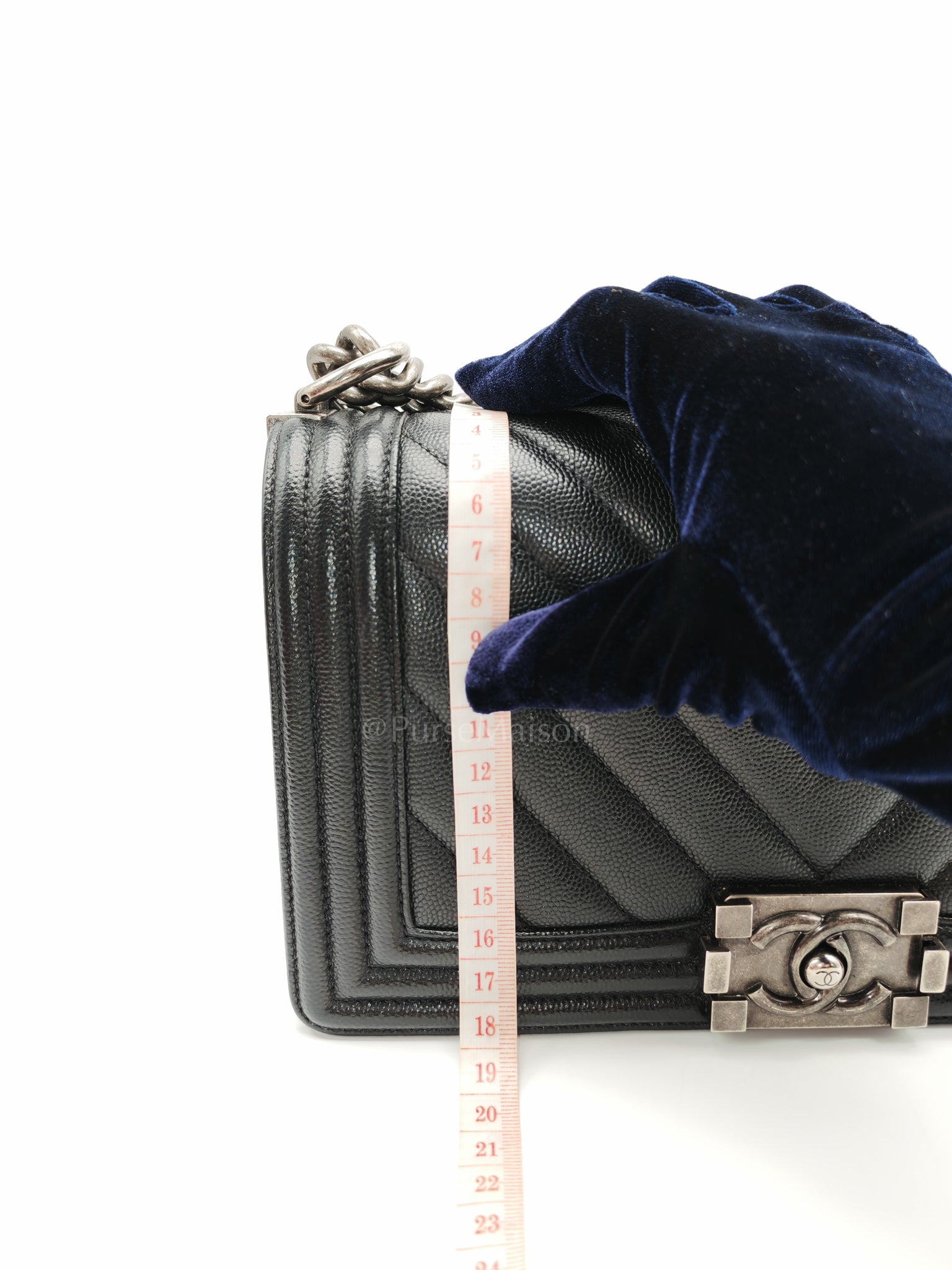 Boy Old Medium Chevron in Black Caviar Leather and Ruthenium Hardware Series 24 | Purse Maison Luxury Bags Shop
