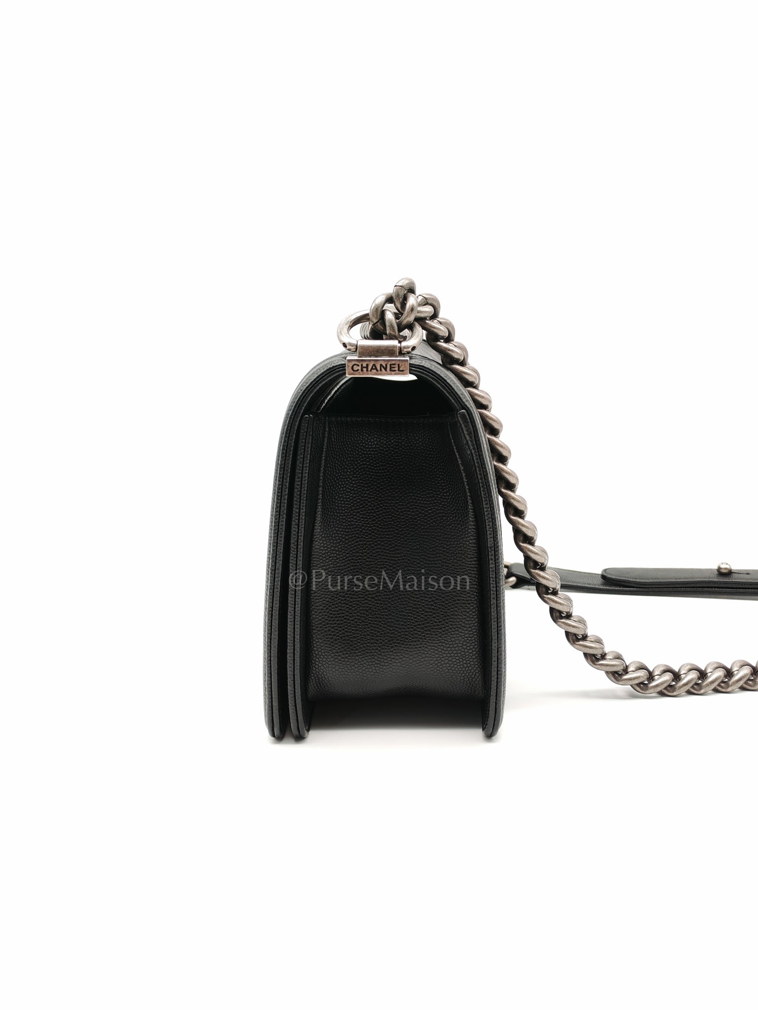 Boy Old Medium Chevron in Black Caviar Leather and Ruthenium Hardware Series 24 | Purse Maison Luxury Bags Shop