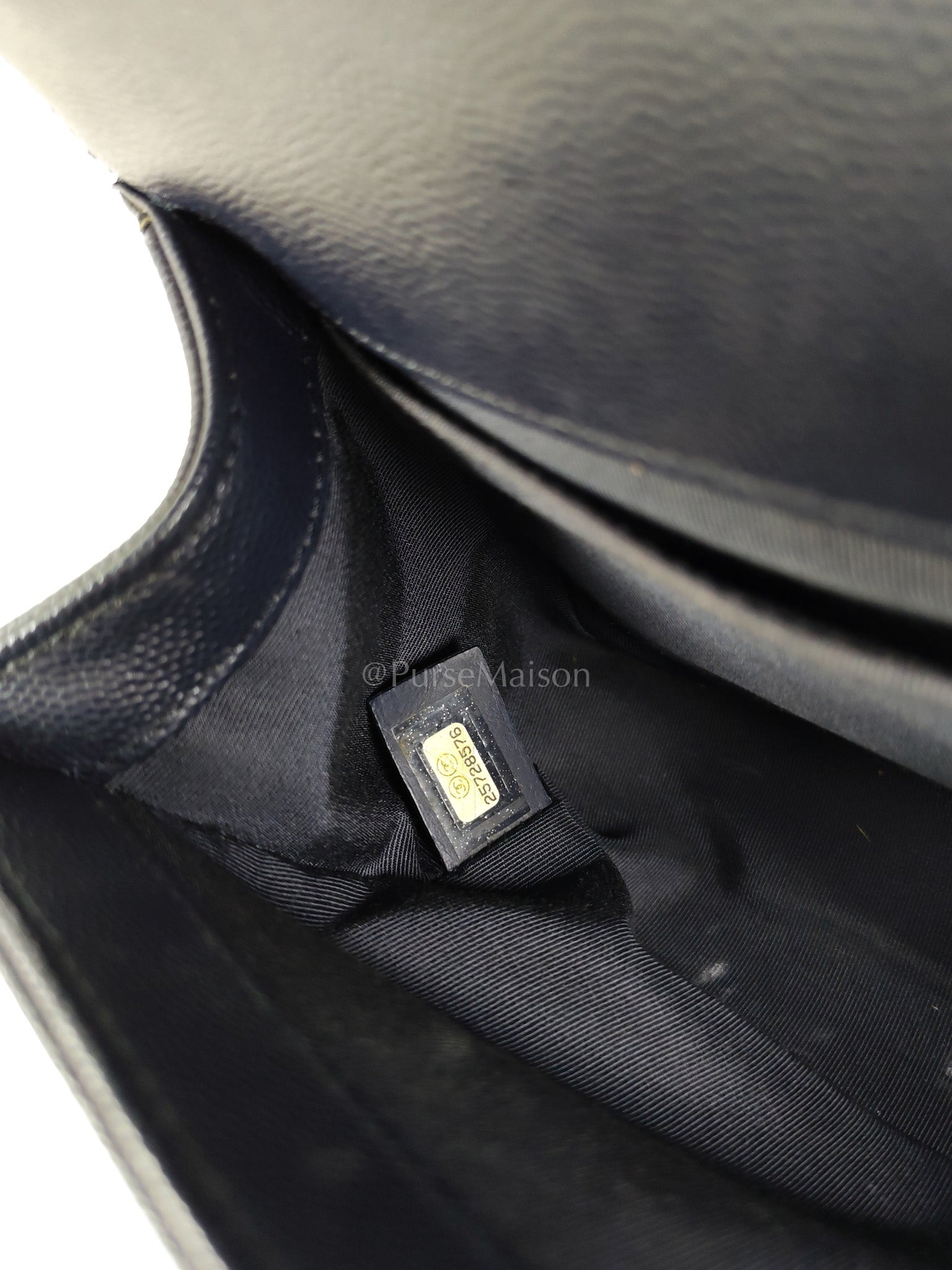 Boy Old Medium Chevron in Navy Blue Caviar Leather and Silver Hardware Series 25 | Purse Maison Luxury Bags Shop