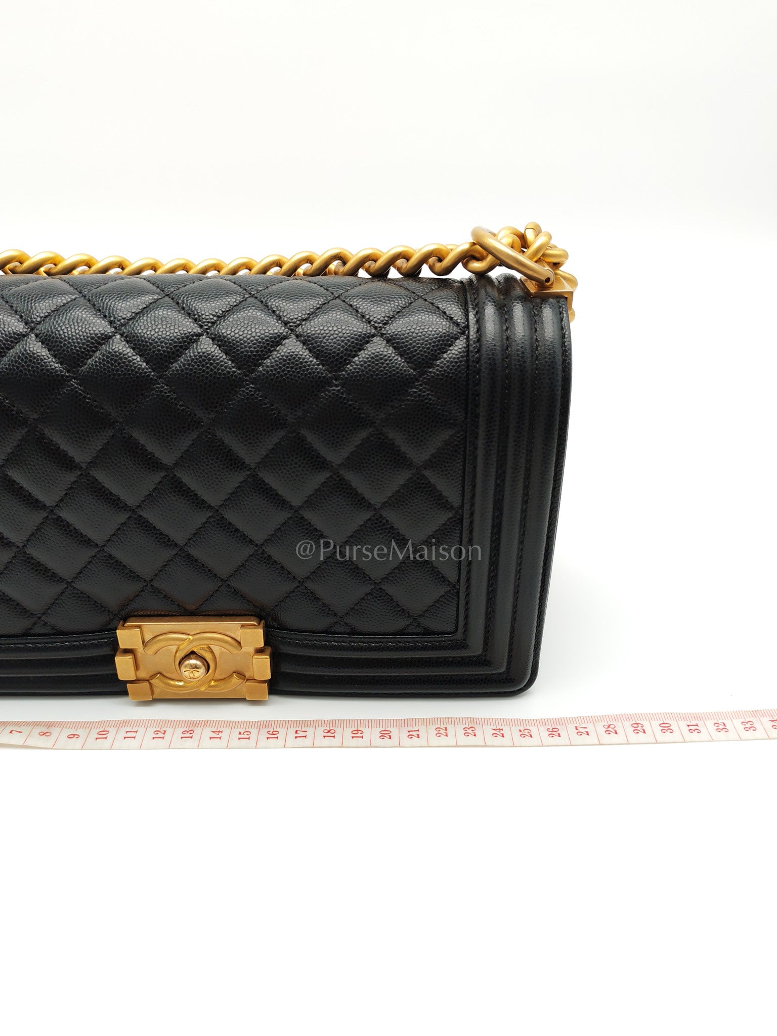 Boy Old Medium in Black Caviar Leather Aged Gold Hardware (Series 29) | Purse Maison Luxury Bags Shop