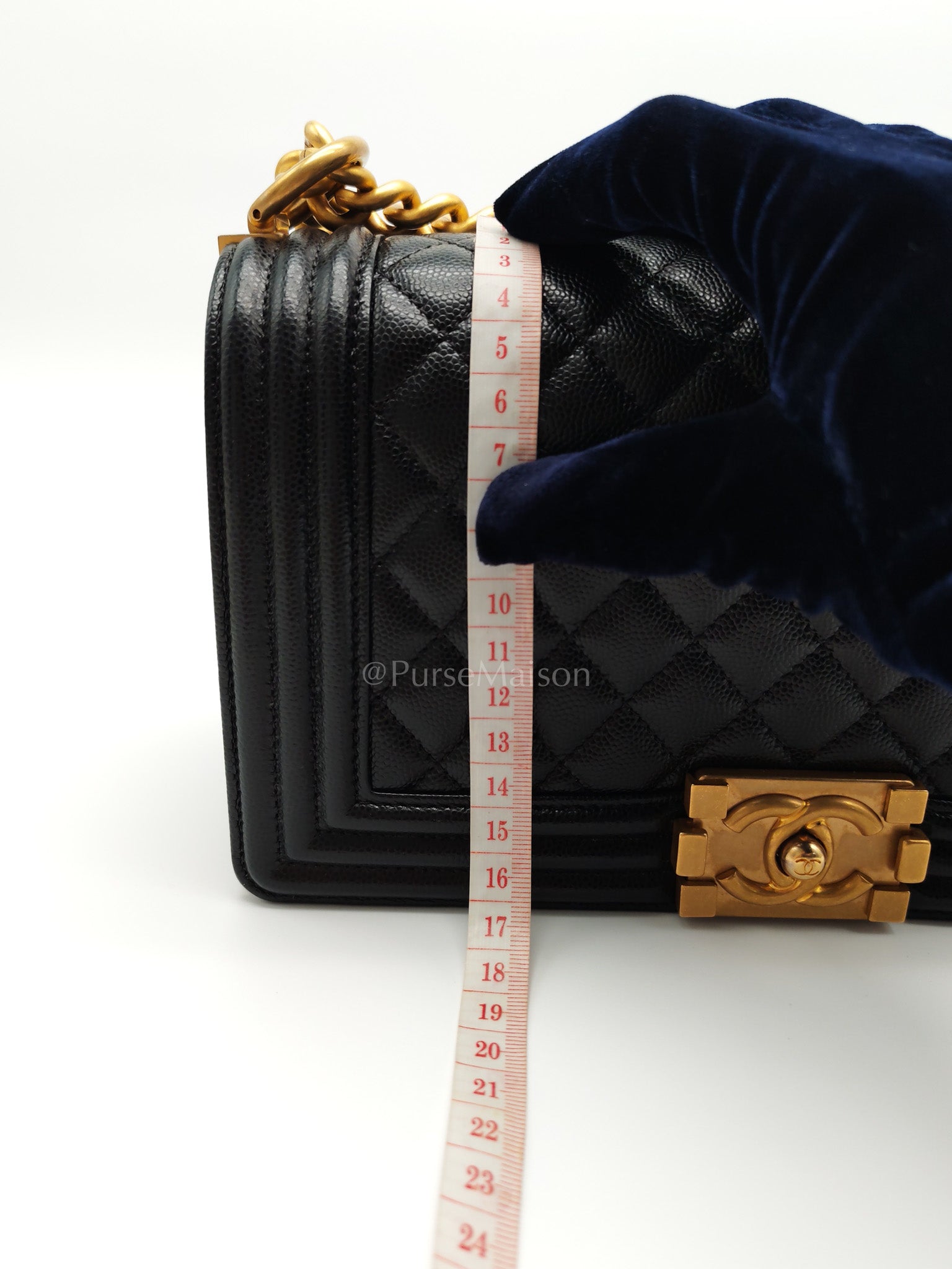 Boy Old Medium in Black Caviar Leather Aged Gold Hardware (Series 29) | Purse Maison Luxury Bags Shop