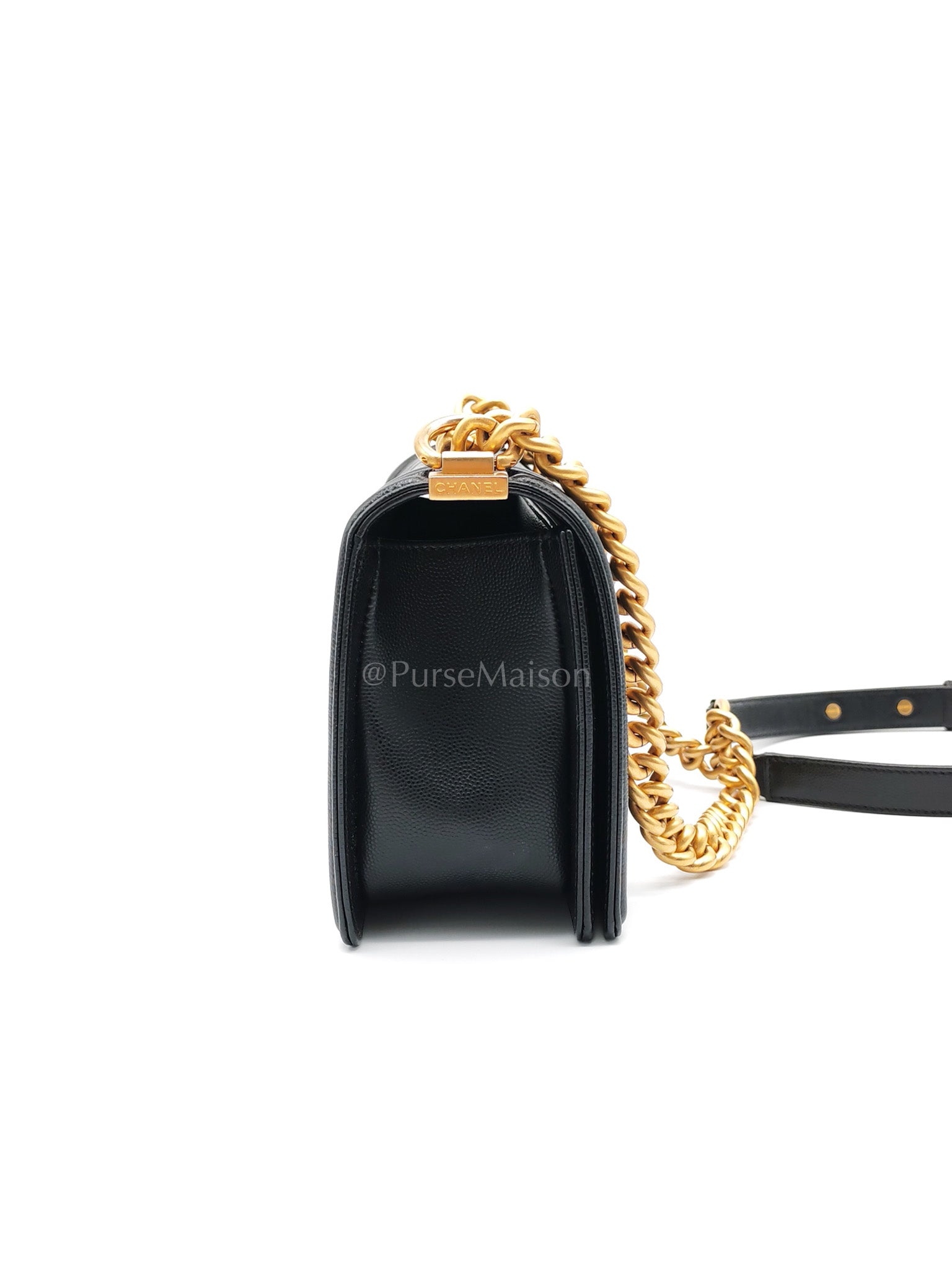 Boy Old Medium in Black Caviar Leather Aged Gold Hardware (Series 29) | Purse Maison Luxury Bags Shop