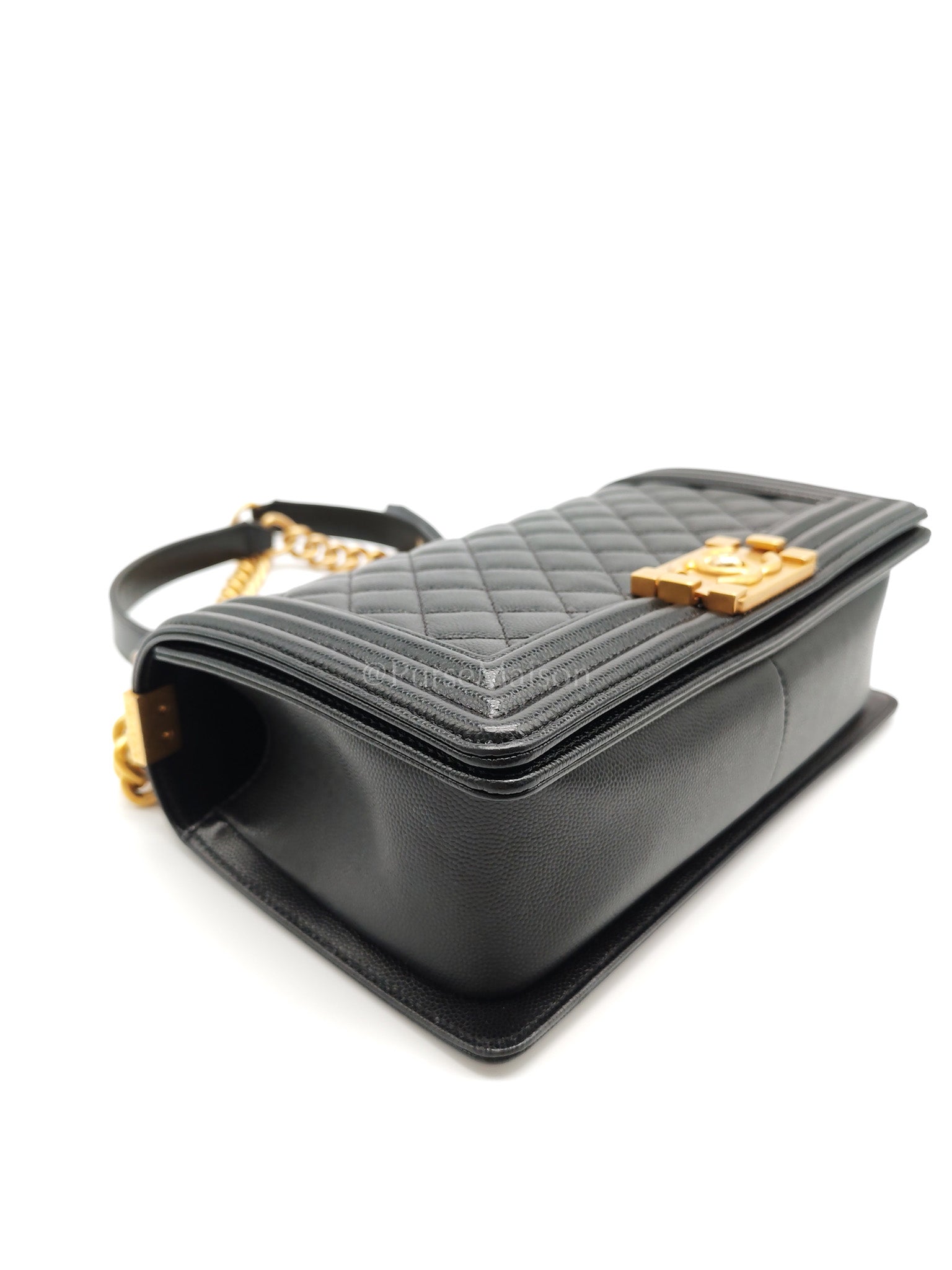 Boy Old Medium in Black Caviar Leather Aged Gold Hardware (Series 29) | Purse Maison Luxury Bags Shop