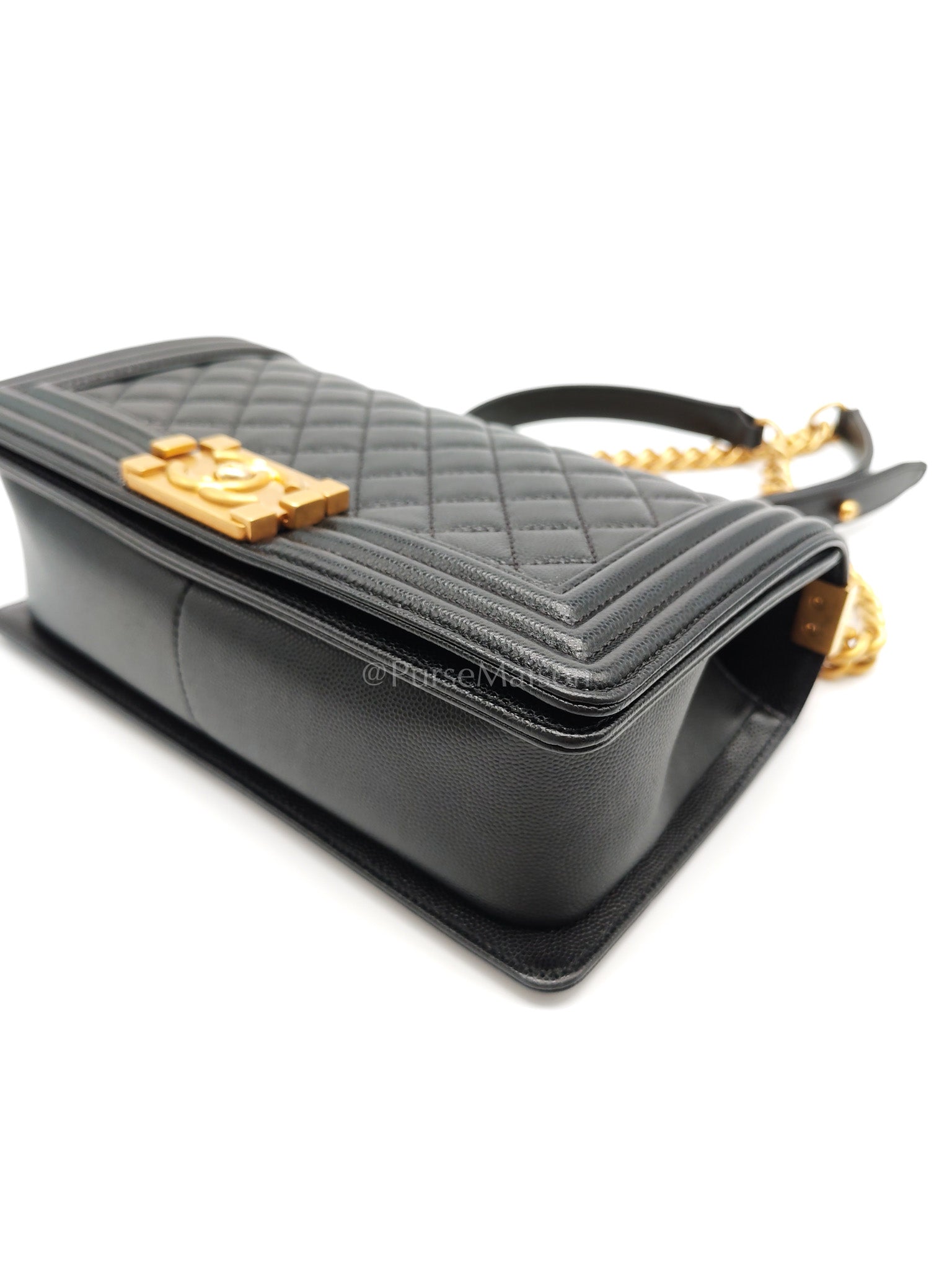Boy Old Medium in Black Caviar Leather Aged Gold Hardware (Series 29) | Purse Maison Luxury Bags Shop