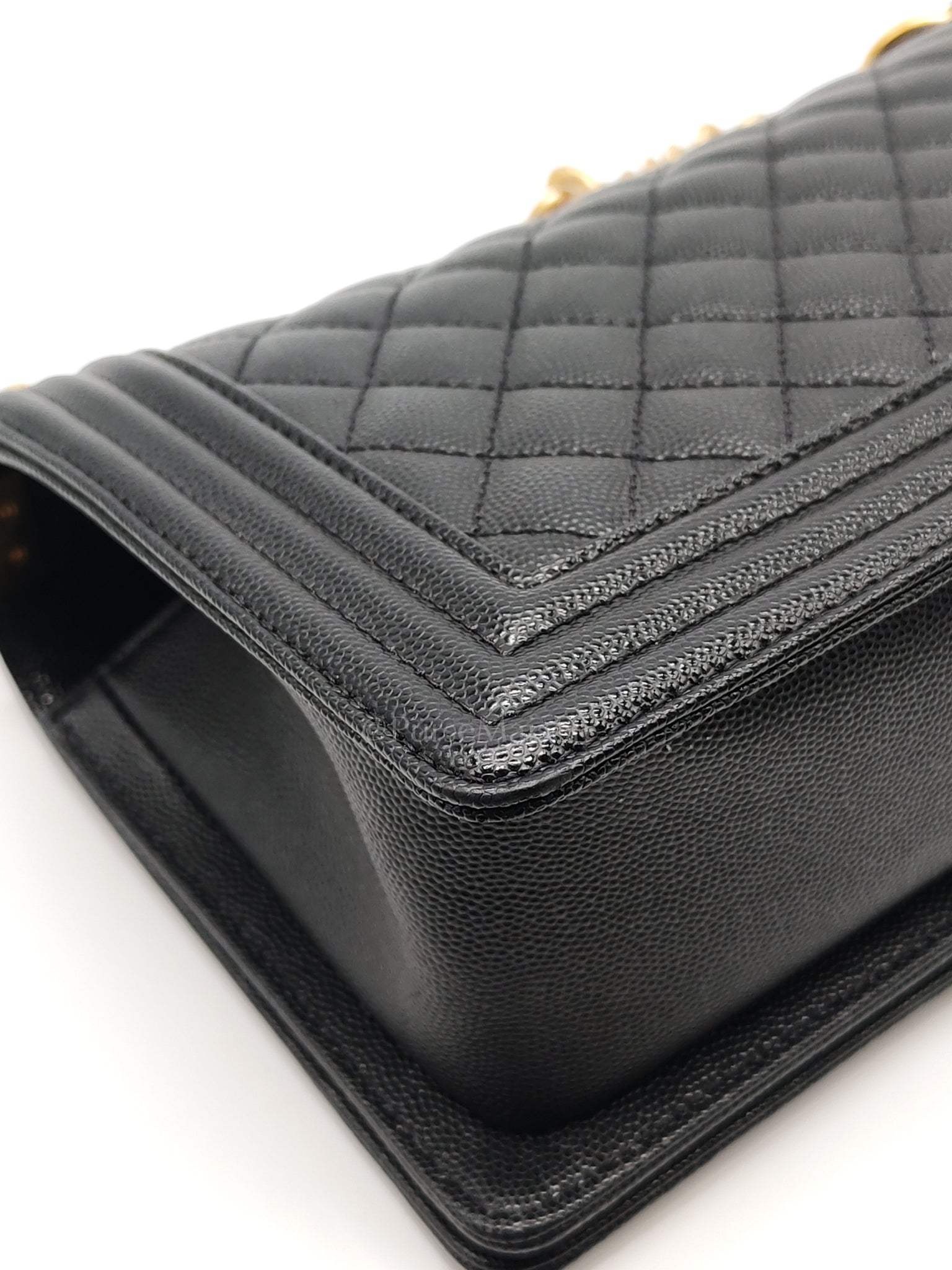 Boy Old Medium in Black Caviar Leather and Aged Gold Hardware (Microchip) | Purse Maison Luxury Bags Shop