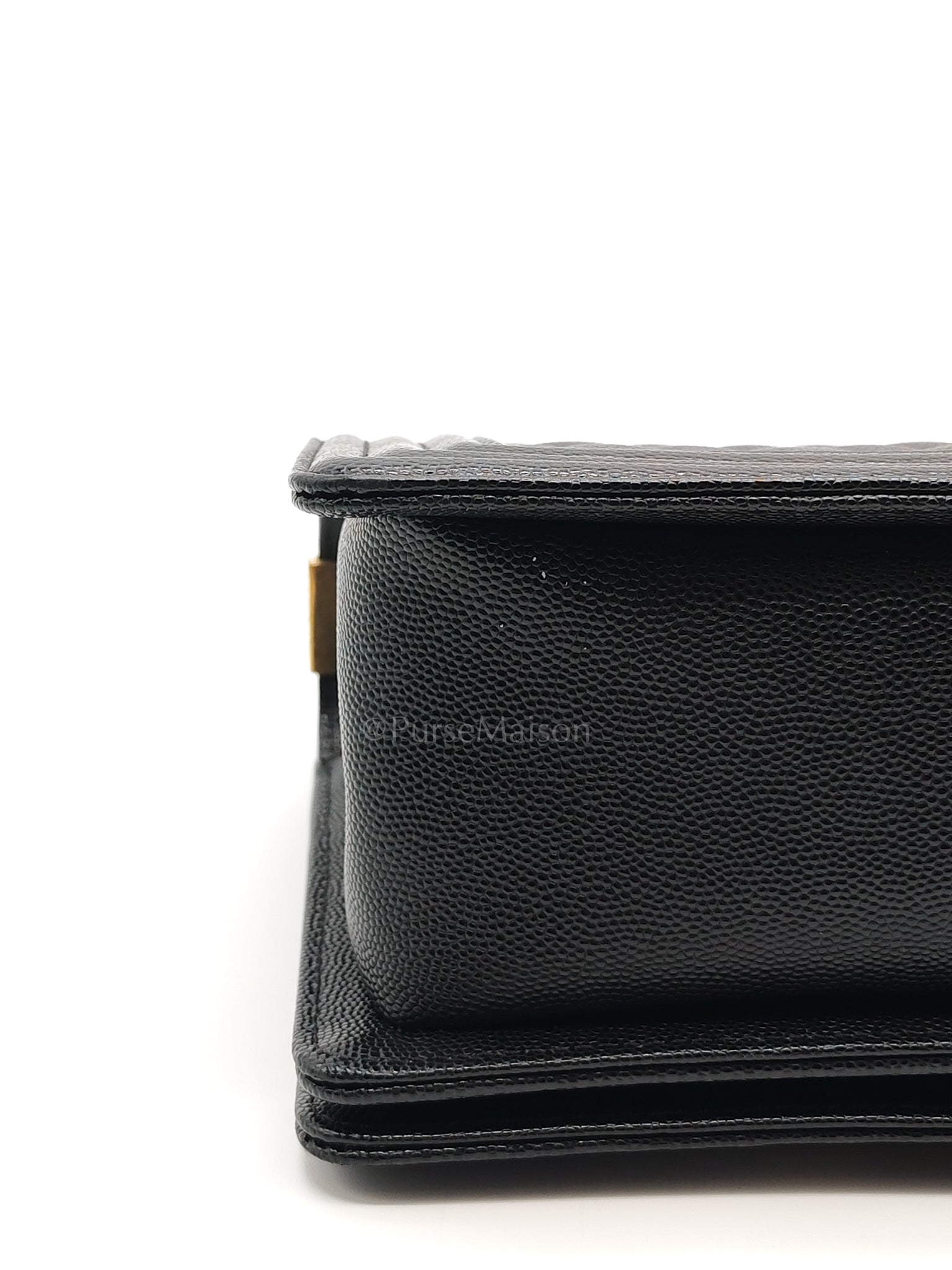Boy Old Medium in Black Caviar Leather and Aged Gold Hardware (Microchip) | Purse Maison Luxury Bags Shop