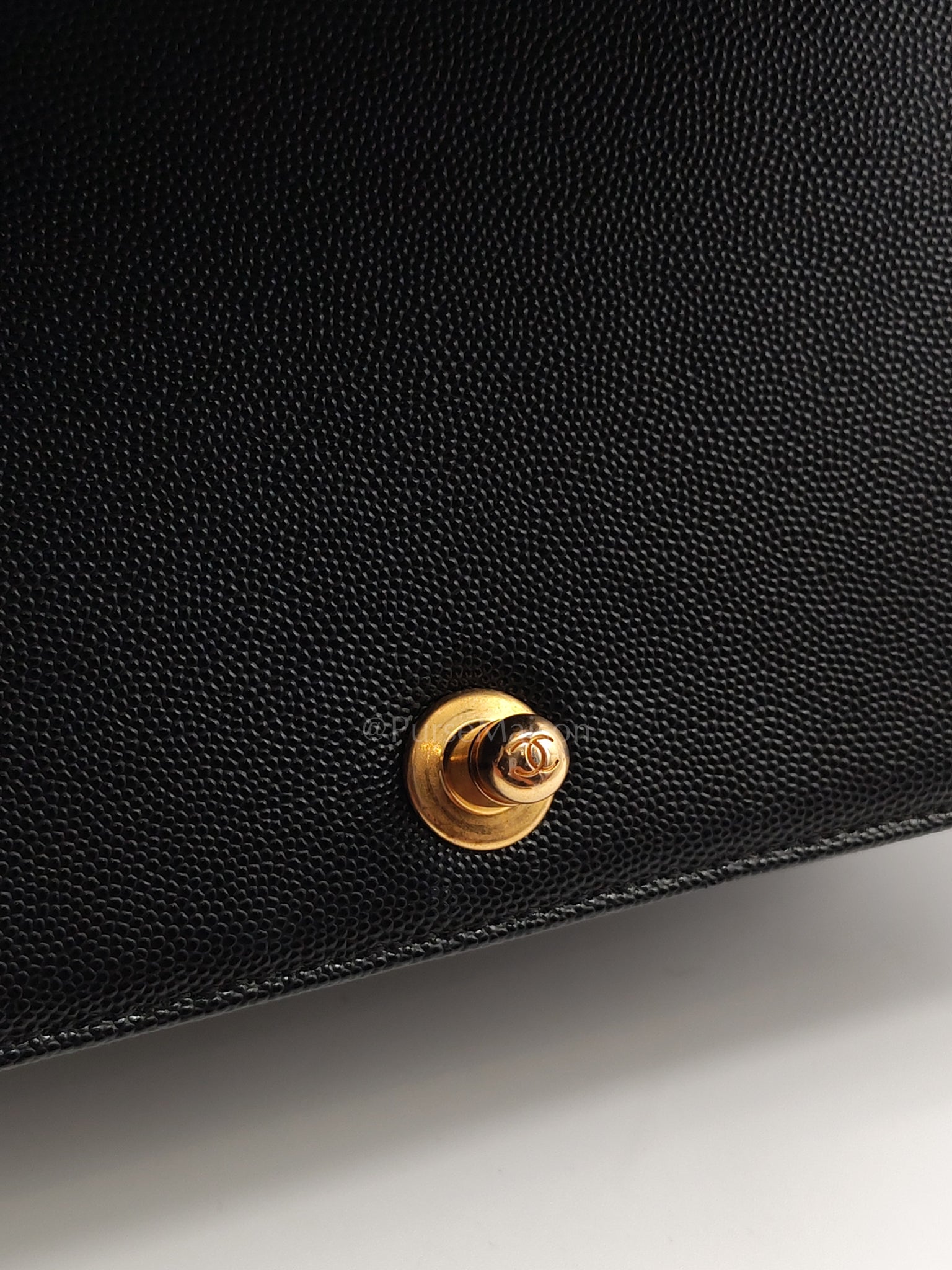 Boy Old Medium in Black Caviar Leather and Aged Gold Hardware (Microchip) | Purse Maison Luxury Bags Shop