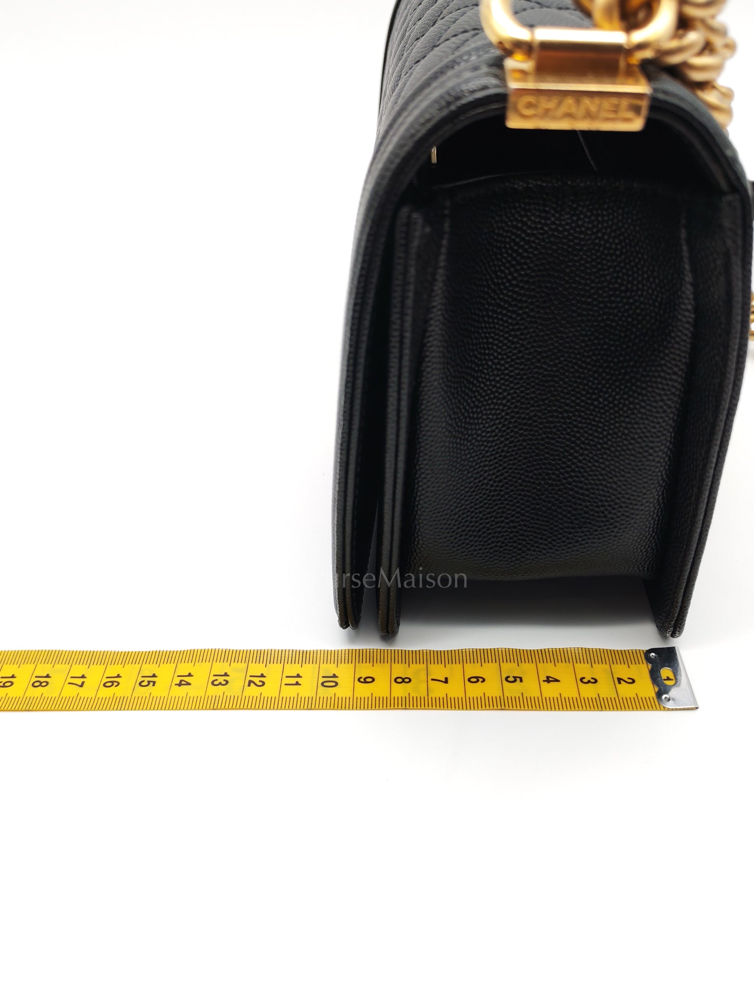 Boy Old Medium in Black Caviar Leather and Aged Gold Hardware (Microchip) | Purse Maison Luxury Bags Shop