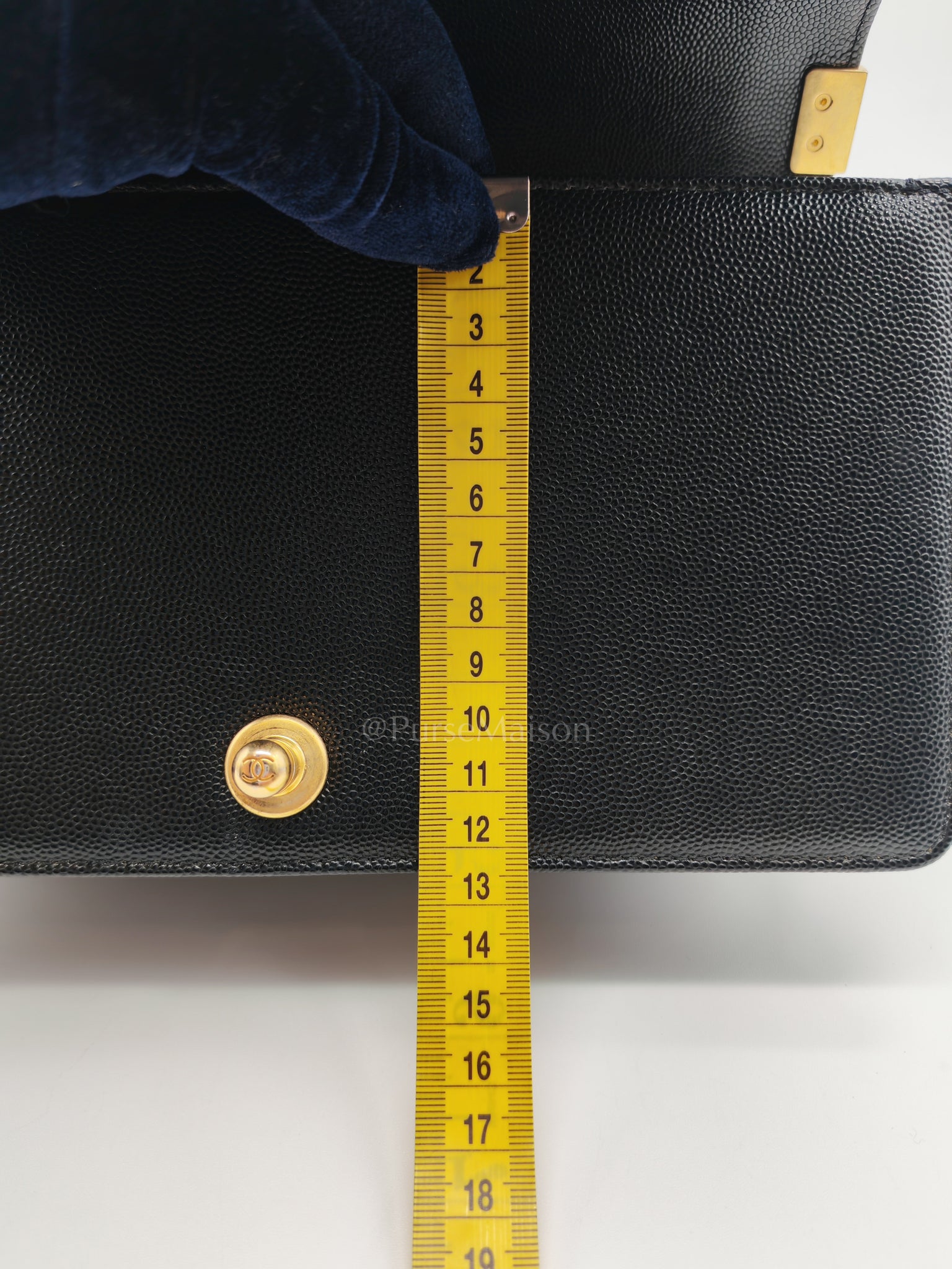Boy Old Medium in Black Caviar Leather and Aged Gold Hardware (Microchip) | Purse Maison Luxury Bags Shop