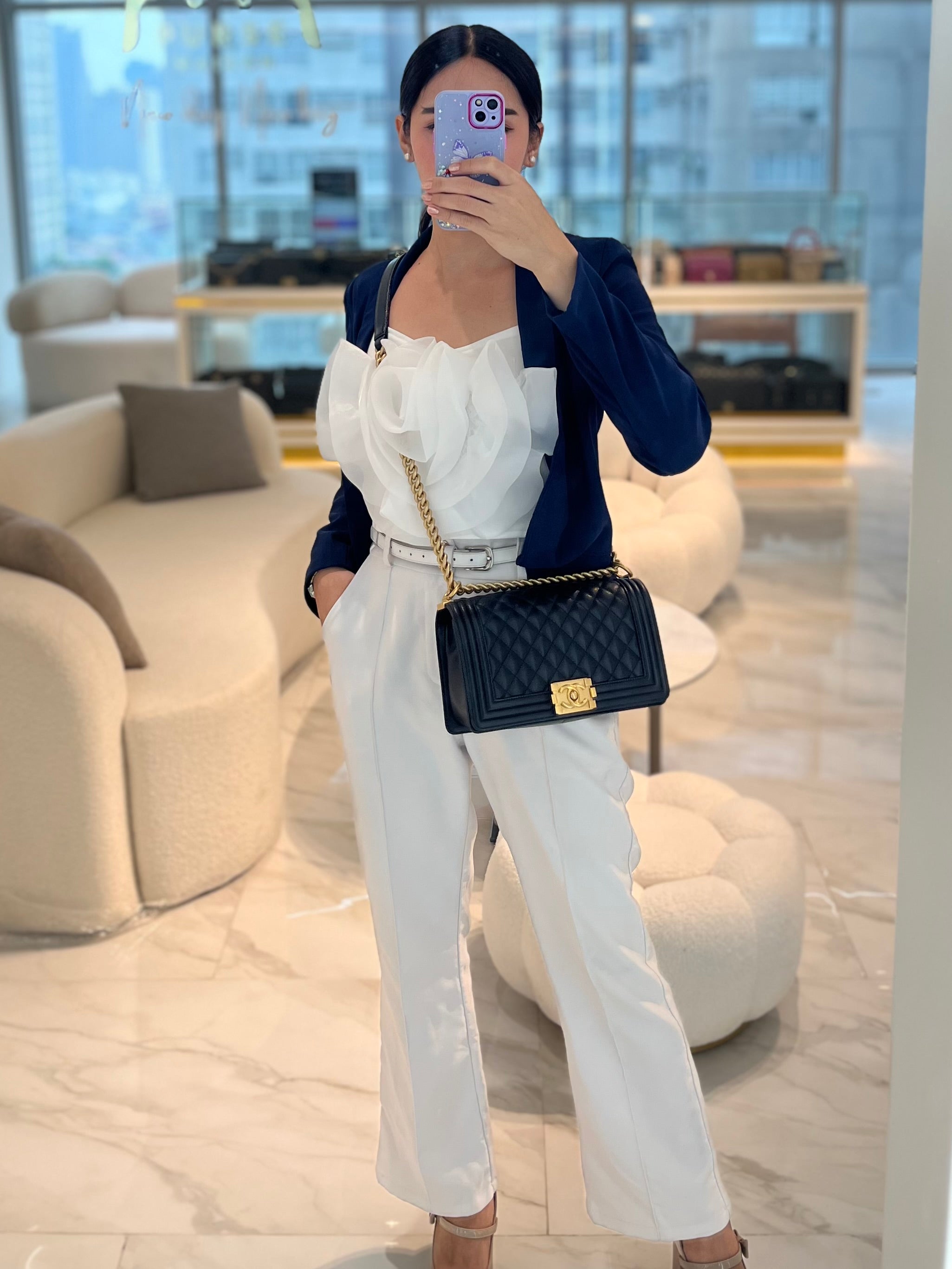 Boy Old Medium in Black Caviar Leather and Aged Gold Hardware Series 28 | Purse Maison Luxury Bags Shop