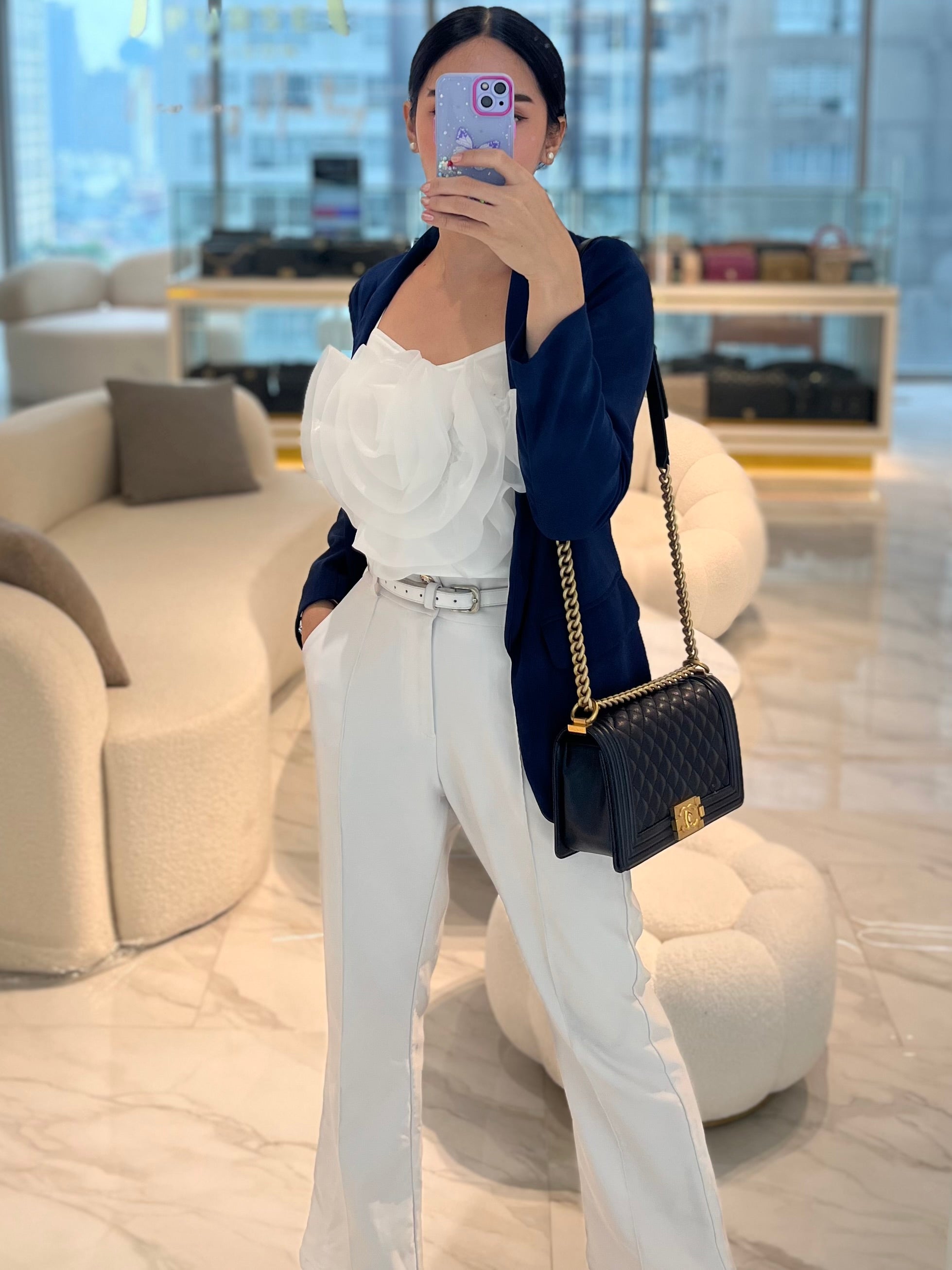 Boy Old Medium in Black Caviar Leather and Aged Gold Hardware Series 28 | Purse Maison Luxury Bags Shop