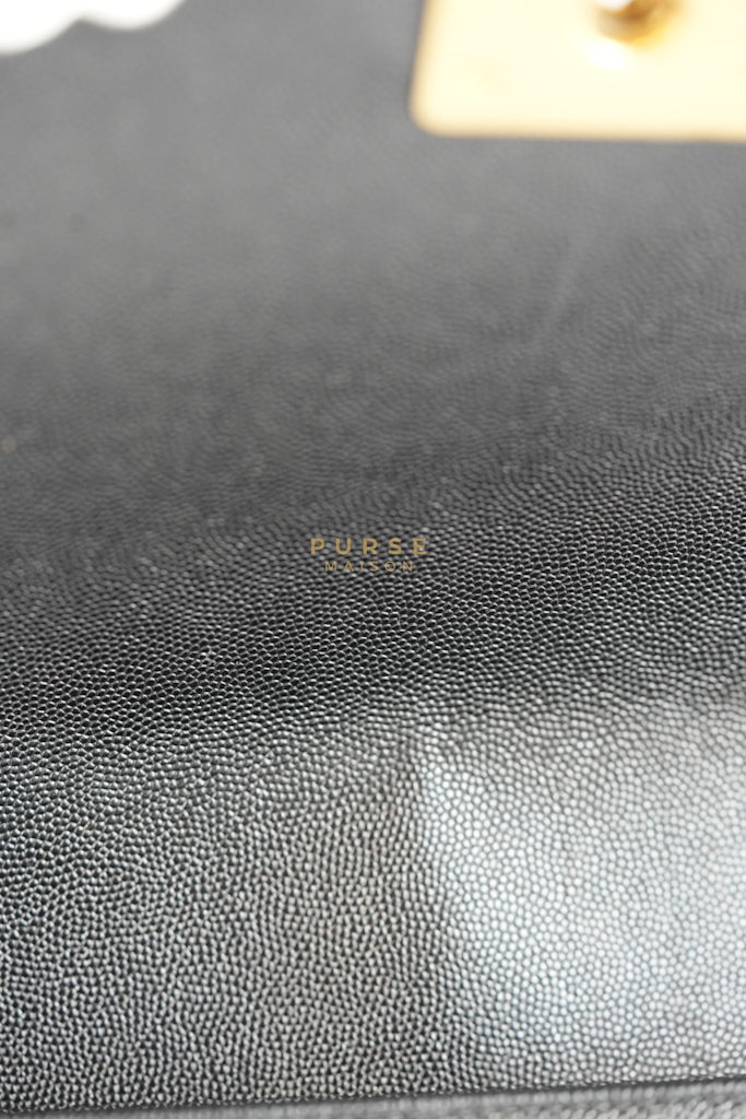 Boy Old Medium in Black Caviar Leather and Aged Gold Hardware Series 28 | Purse Maison Luxury Bags Shop