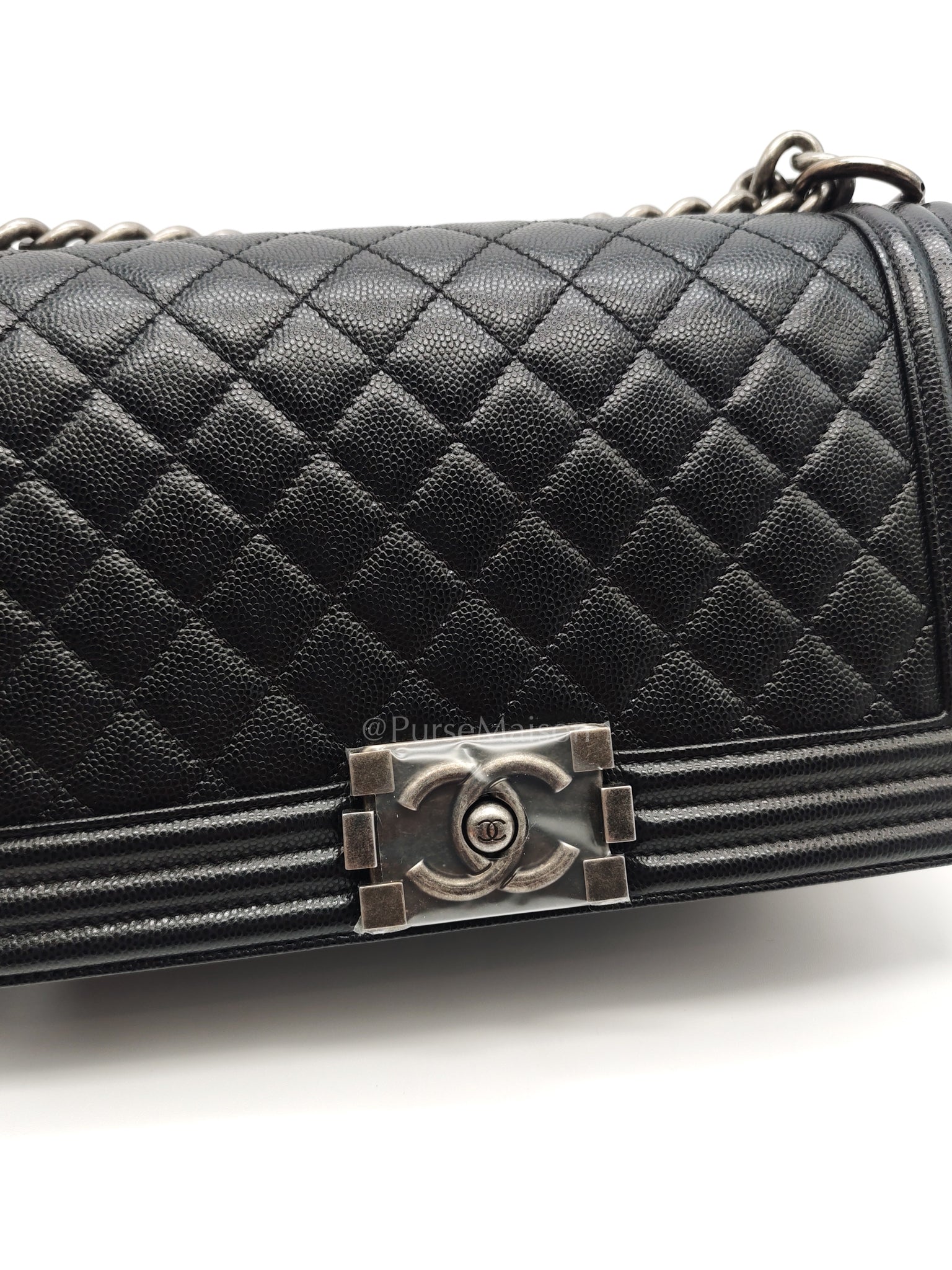 Boy Old Medium in Black Caviar Leather and Ruthenium Hardware Series 27 | Purse Maison Luxury Bags Shop