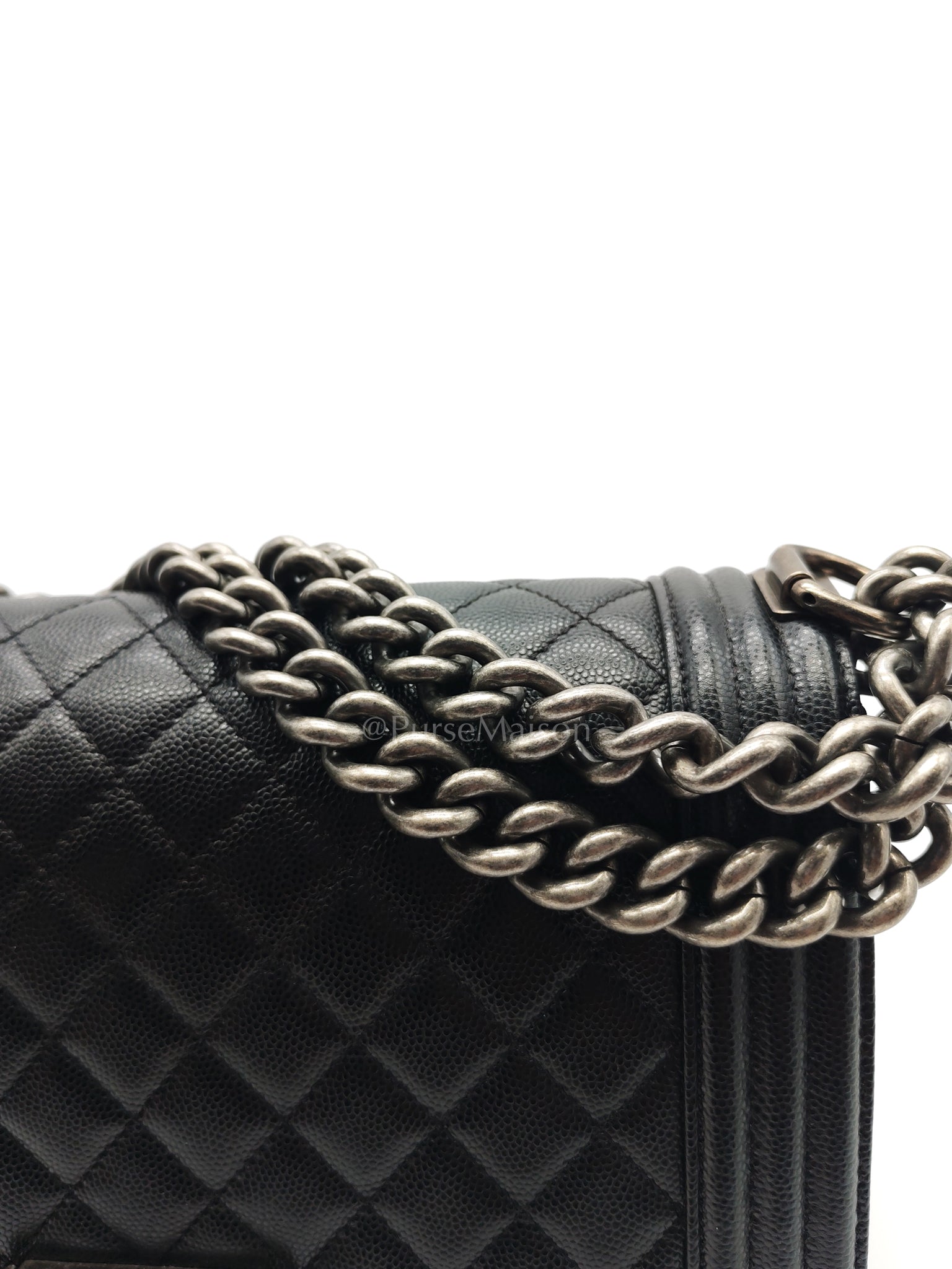 Boy Old Medium in Black Caviar Leather and Ruthenium Hardware Series 27 | Purse Maison Luxury Bags Shop