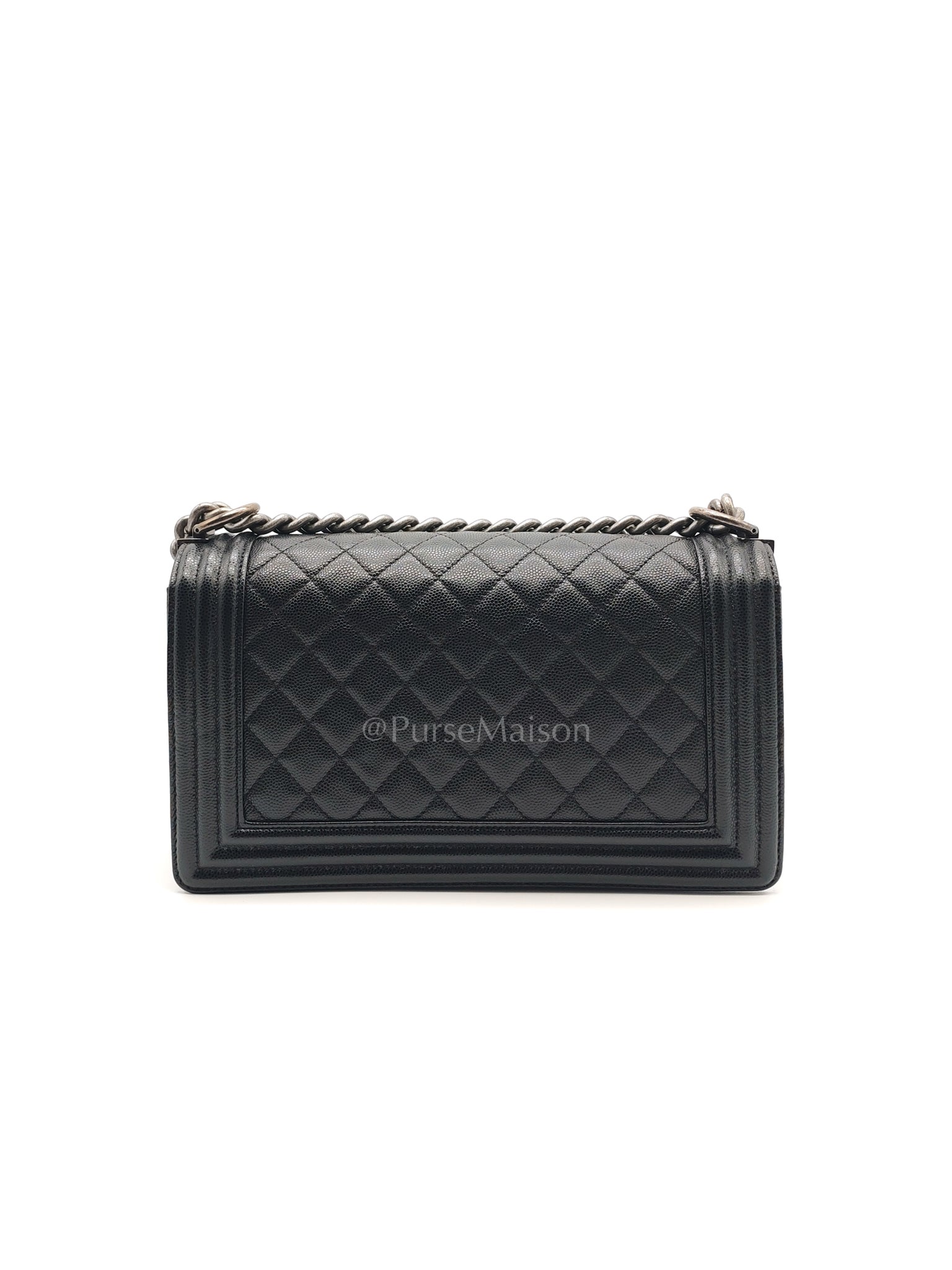 Boy Old Medium in Black Caviar Leather and Ruthenium Hardware Series 27 | Purse Maison Luxury Bags Shop