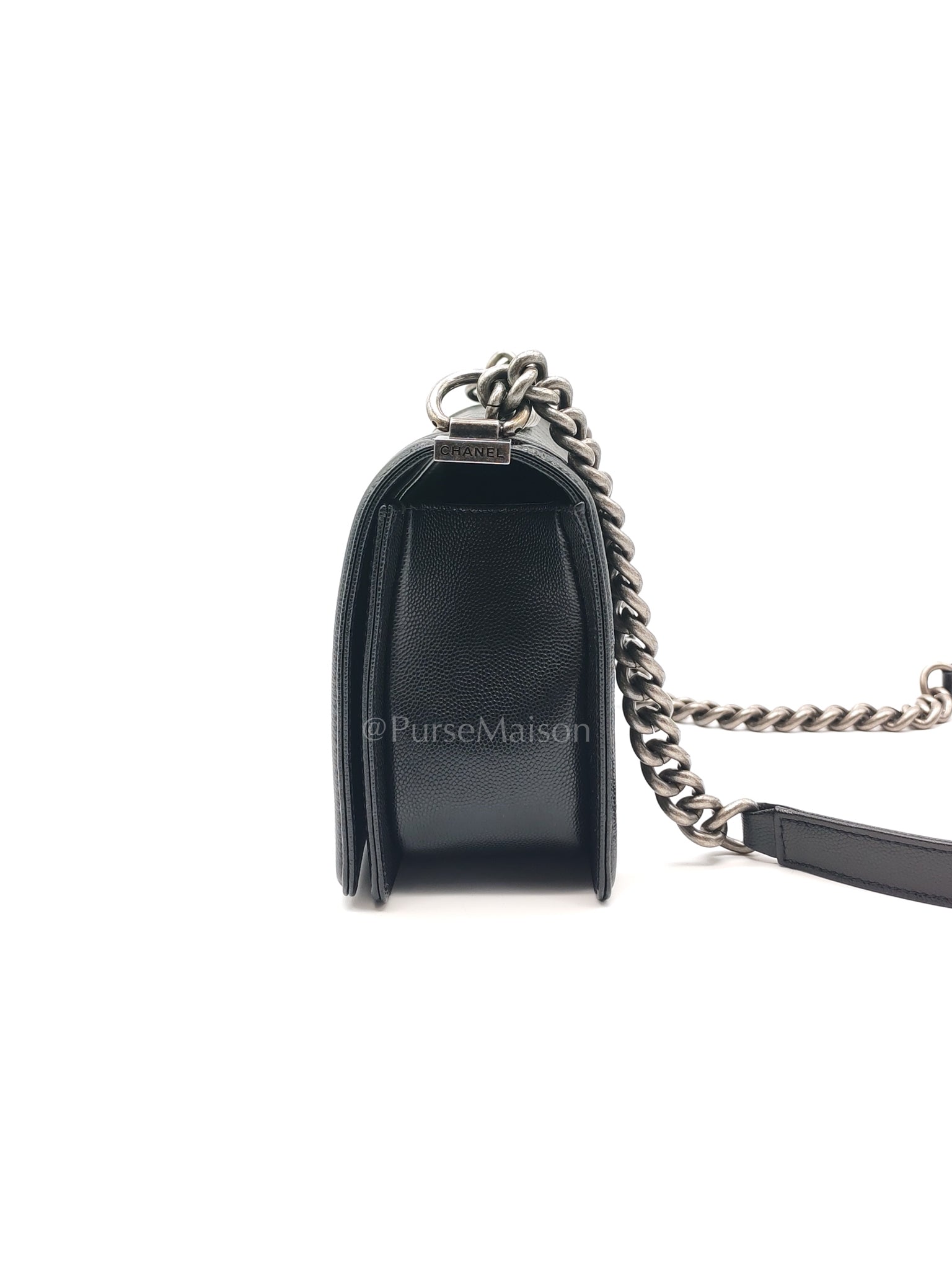 Boy Old Medium in Black Caviar Leather and Ruthenium Hardware Series 27 | Purse Maison Luxury Bags Shop