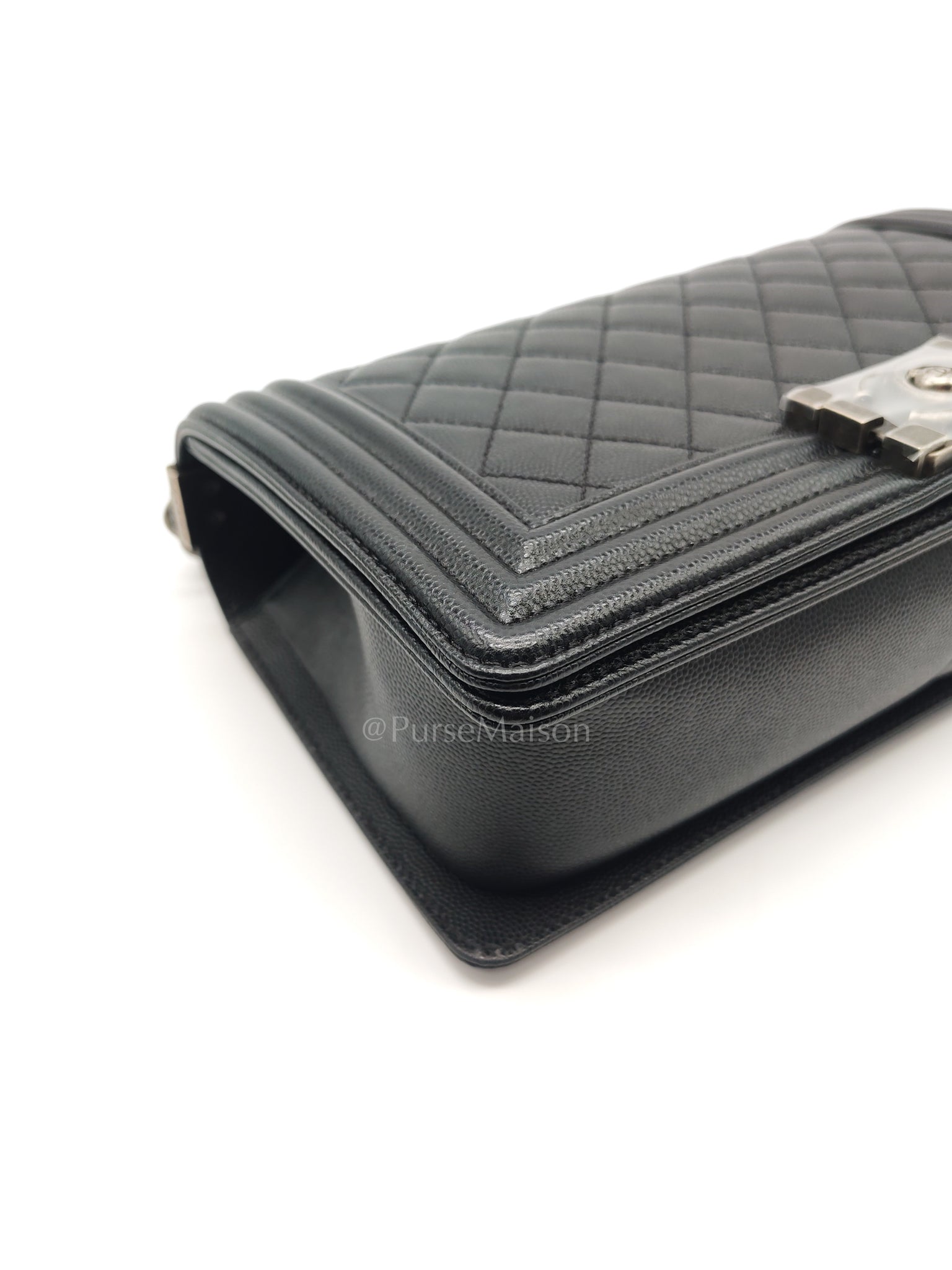 Boy Old Medium in Black Caviar Leather and Ruthenium Hardware Series 27 | Purse Maison Luxury Bags Shop