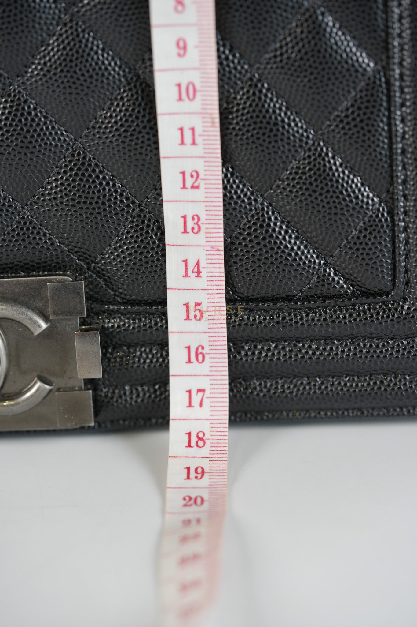 Boy Old Medium in Black Caviar Leather Ruthenium Hardware (Microchip) | Purse Maison Luxury Bags Shop