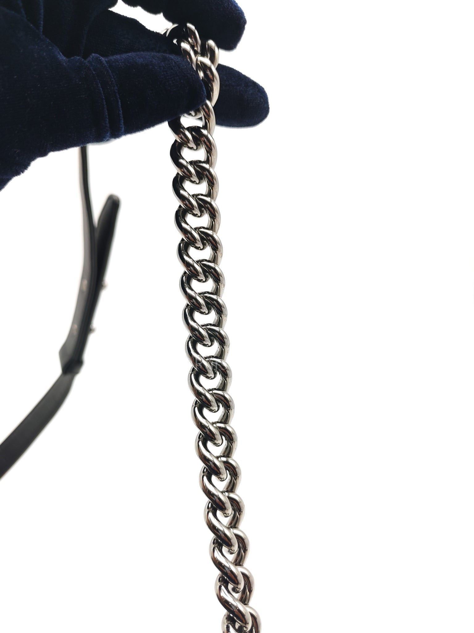 Boy Old Medium in Black Chevron Calfskin Leather and Silver Hardware (Microchip) | Purse Maison Luxury Bags Shop