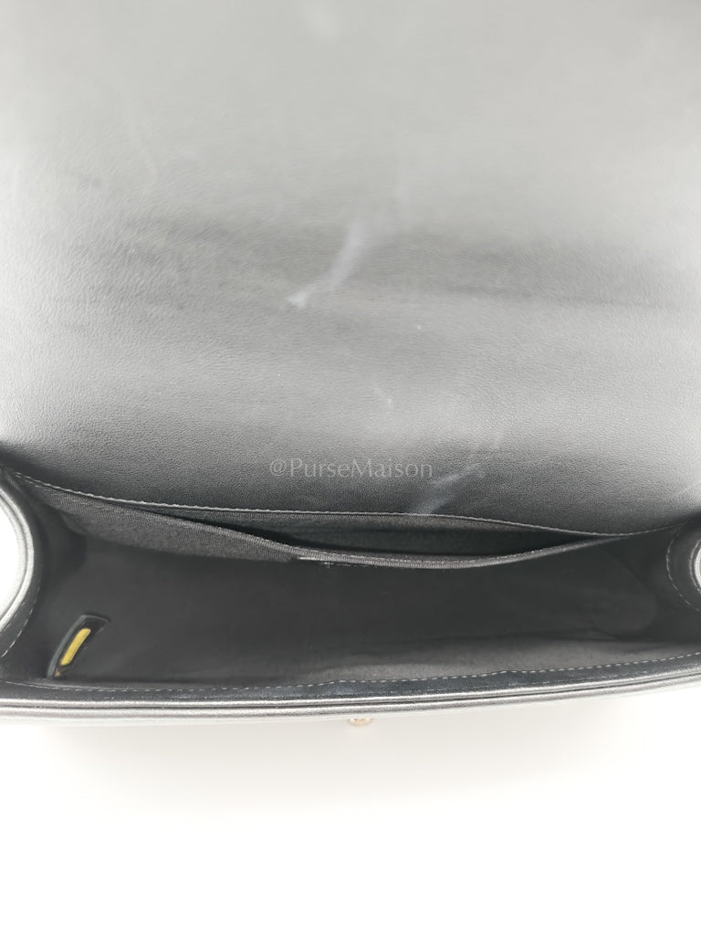 Boy Old Medium in Black Lambskin Ruthenium Hardware (Series 25) | Purse Maison Luxury Bags Shop