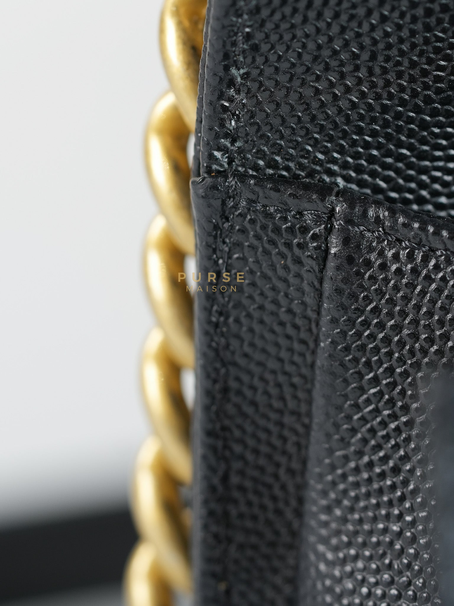 Boy Old Medium in Black Quilted Caviar Leather & Aged Gold Hardware Series 29 | Purse Maison Luxury Bags Shop