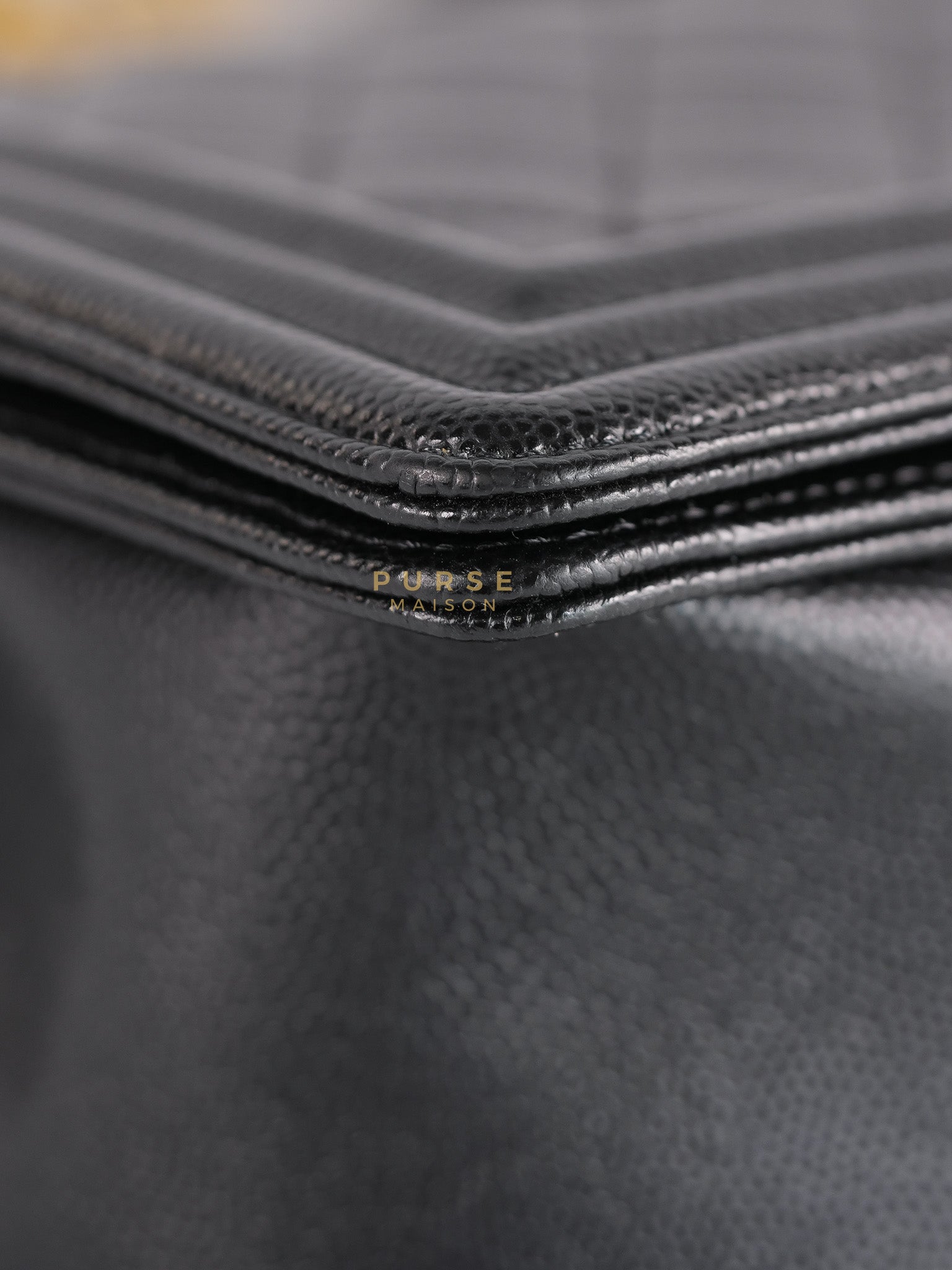 Boy Old Medium in Black Quilted Caviar Leather & Aged Gold Hardware Series 29 | Purse Maison Luxury Bags Shop