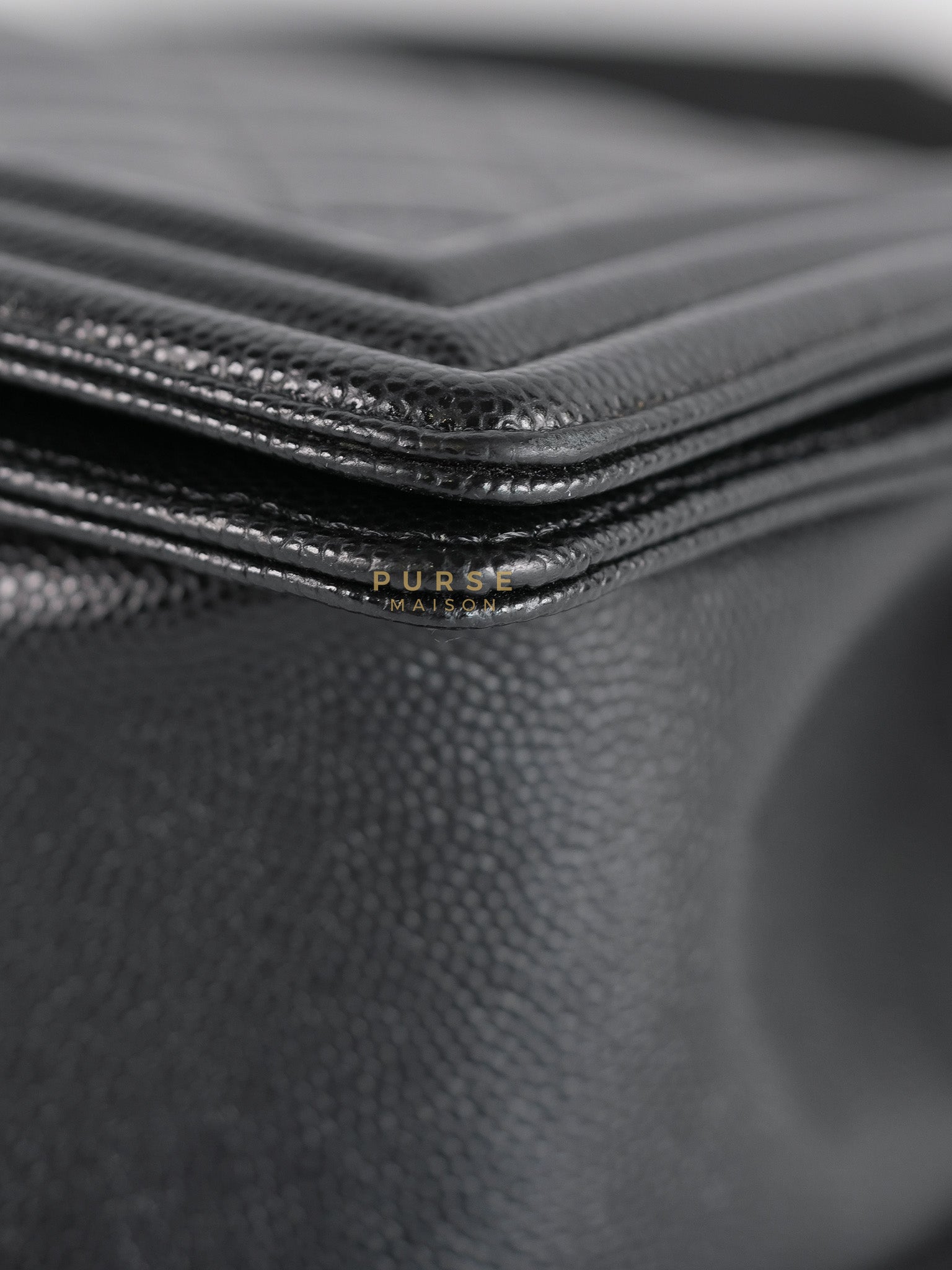 Boy Old Medium in Black Quilted Caviar Leather & Aged Gold Hardware Series 29 | Purse Maison Luxury Bags Shop