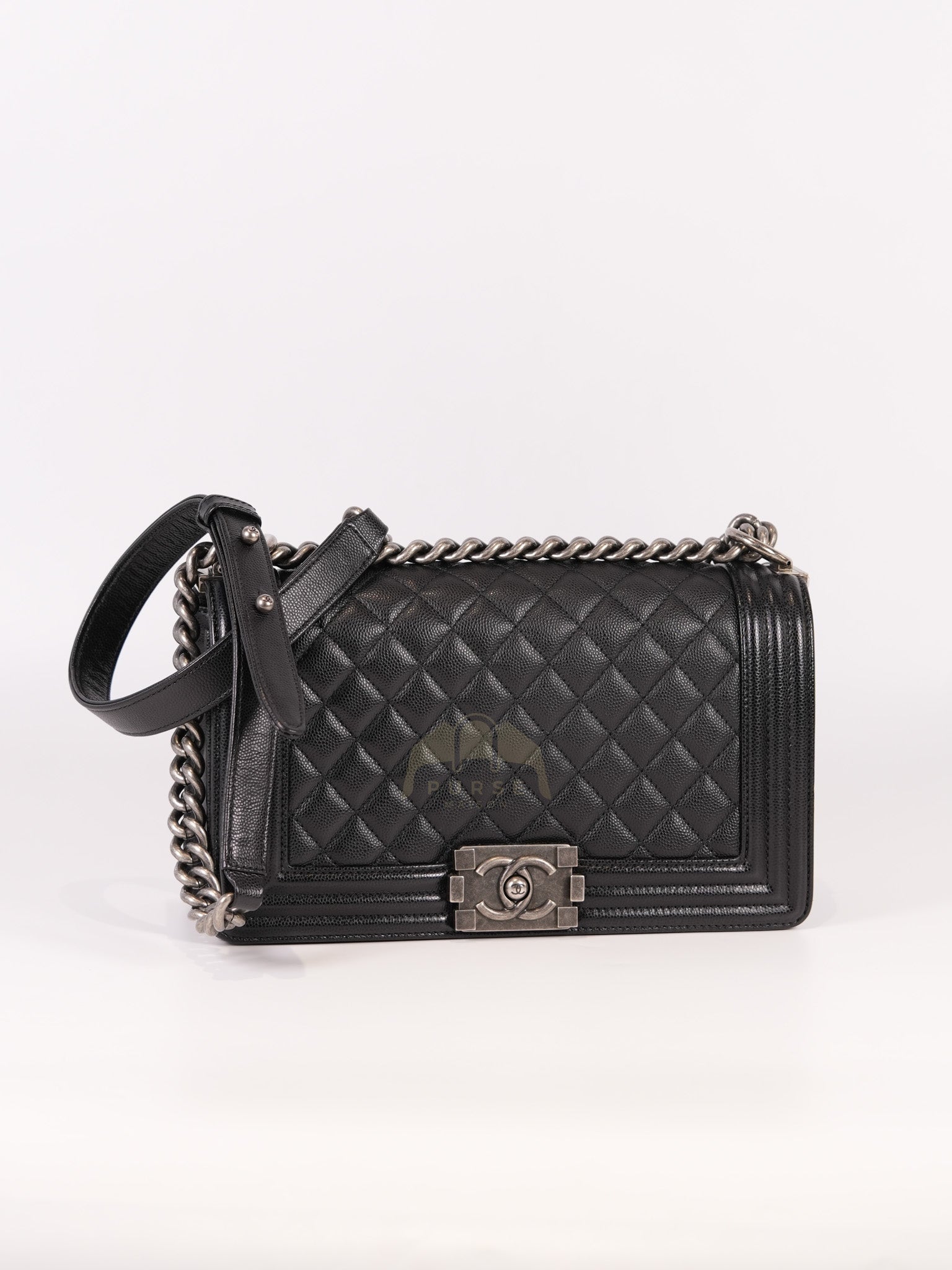 Boy Old Medium in Black Quilted Caviar Leather & Ruthenium Hardware Series 29 | Purse Maison Luxury Bags Shop