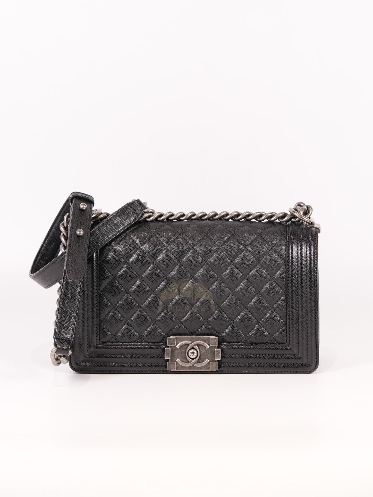 Boy Old Medium in Black Quilted Caviar Leather & Ruthenium Hardware Series 29 | Purse Maison Luxury Bags Shop