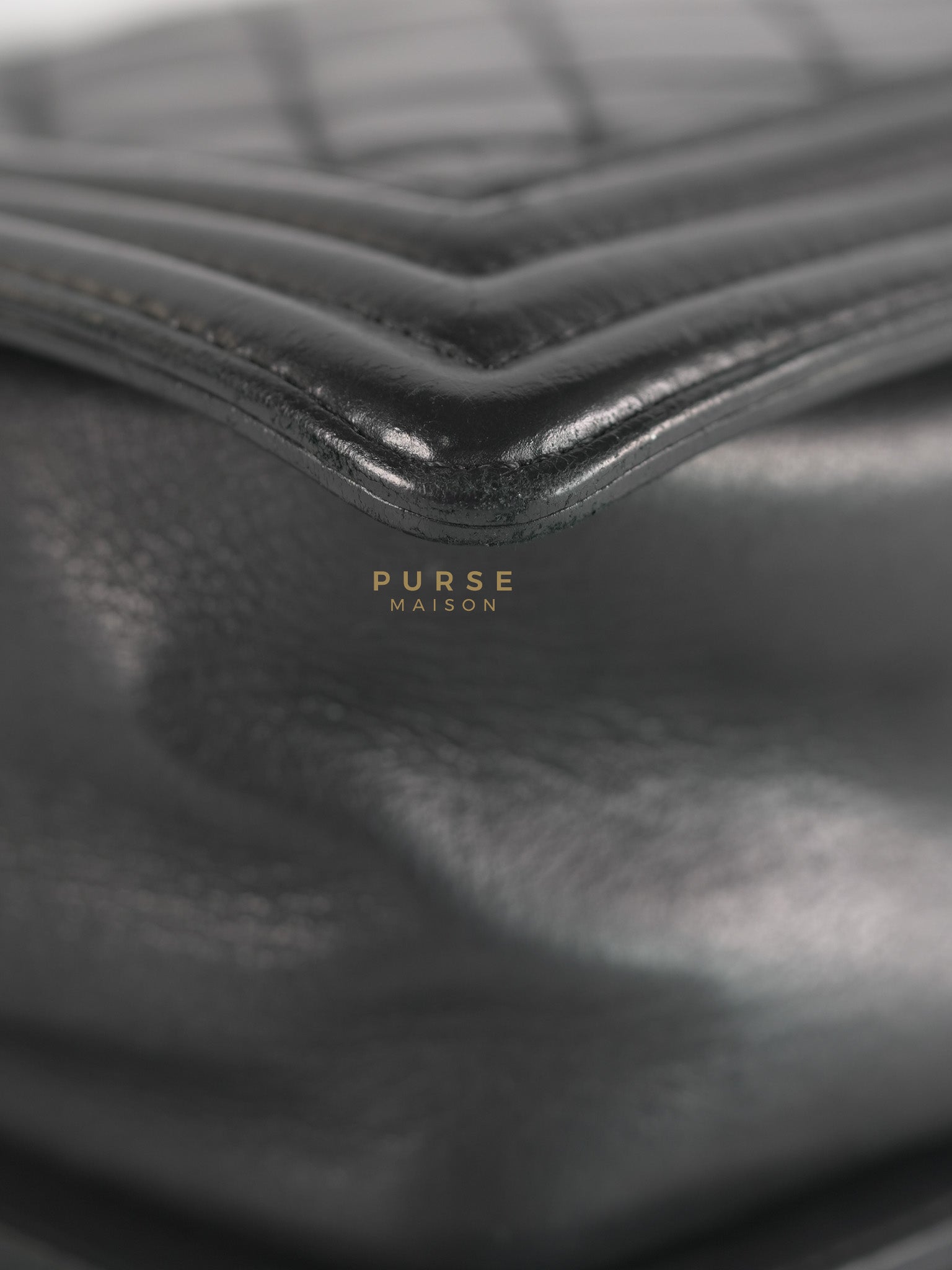 Boy Old Medium in Black Quilted Lambskin Leather & Ruthenium Hardware Series 19 | Purse Maison Luxury Bags Shop