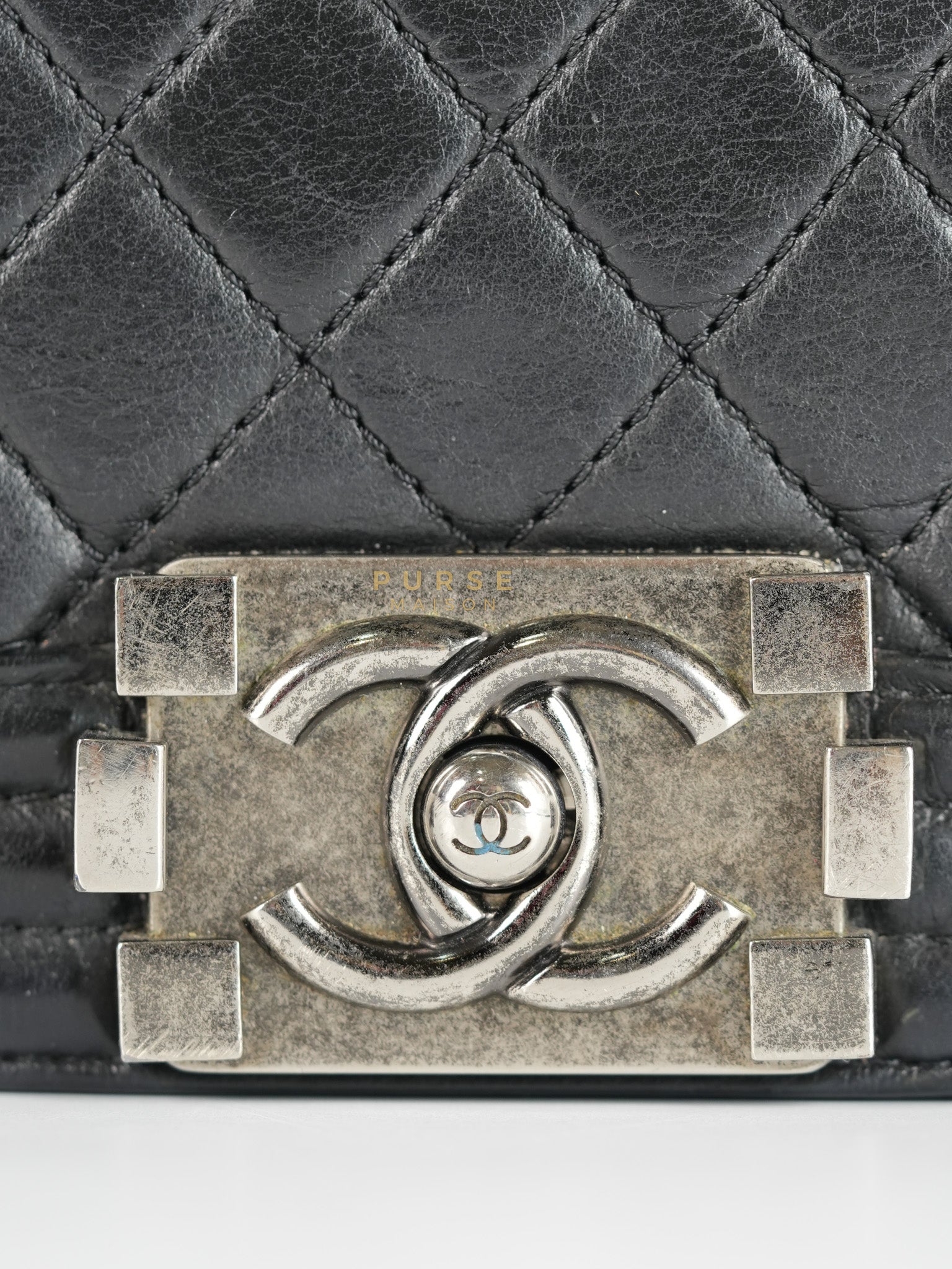 Boy Old Medium in Black Quilted Lambskin Leather & Ruthenium Hardware Series 19 | Purse Maison Luxury Bags Shop